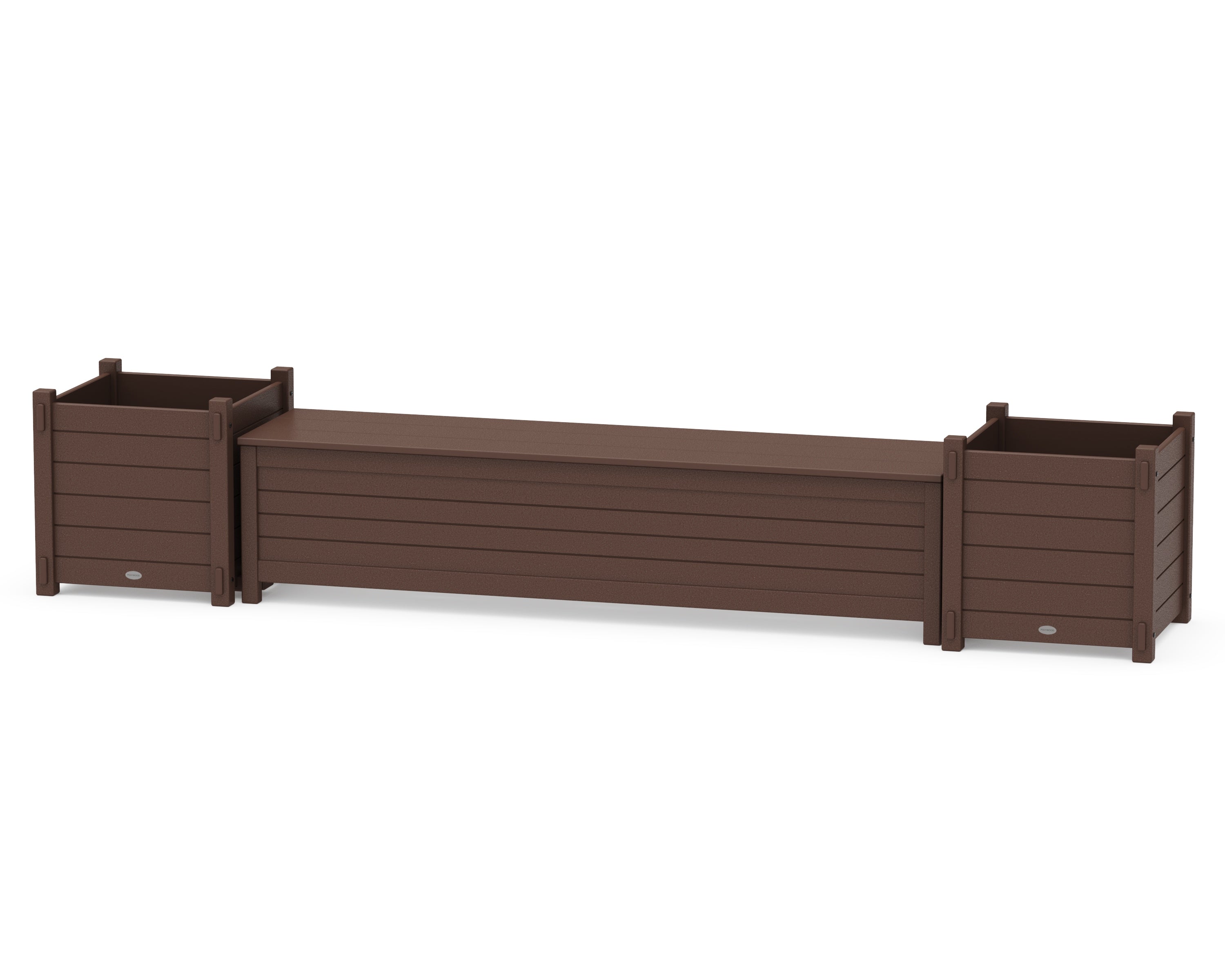 POLYWOOD® 72" Nautical Straight Planter Storage Bench Set- Large in Mahogany