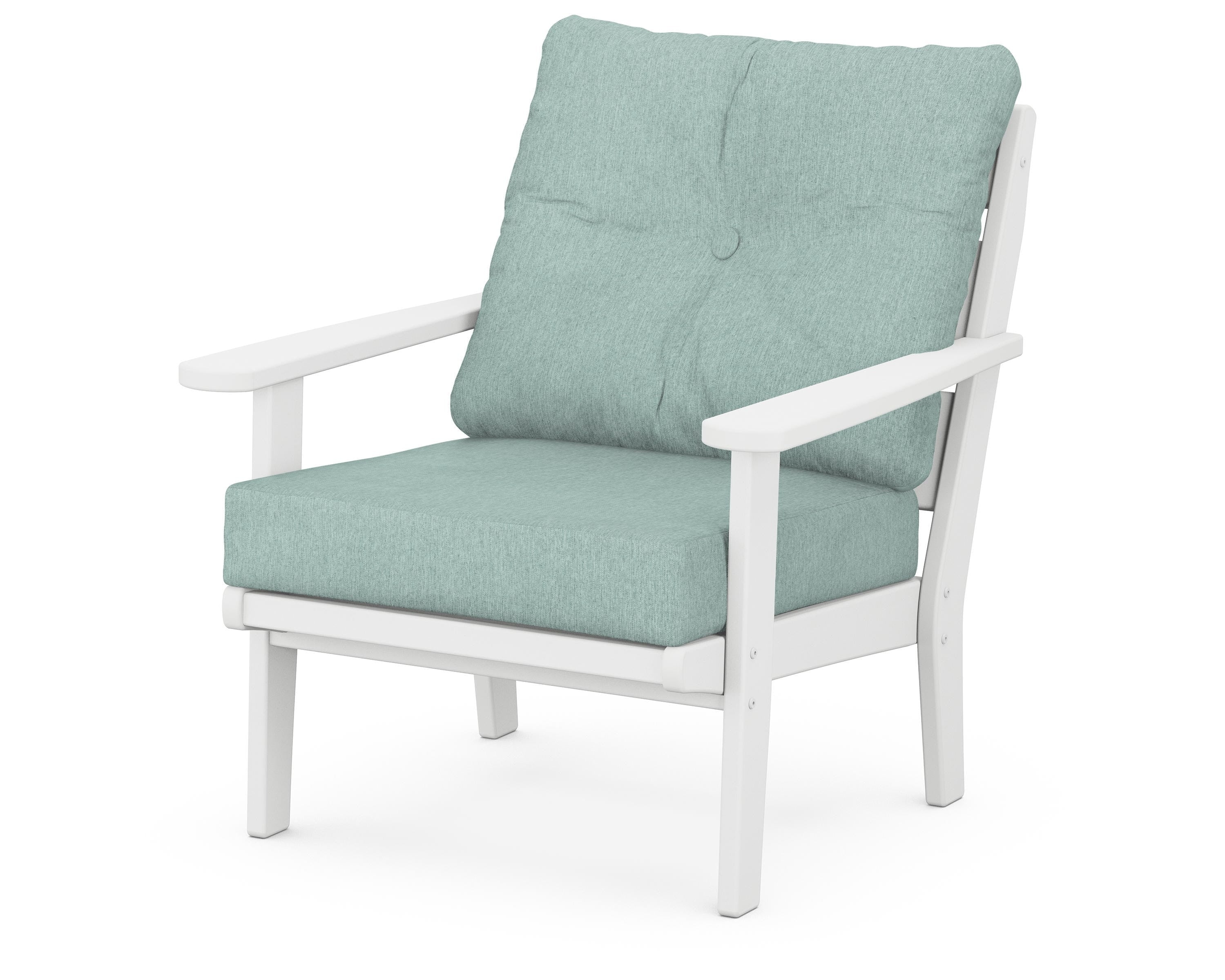 POLYWOOD® Lakeside Deep Seating Chair in White / Glacier Spa