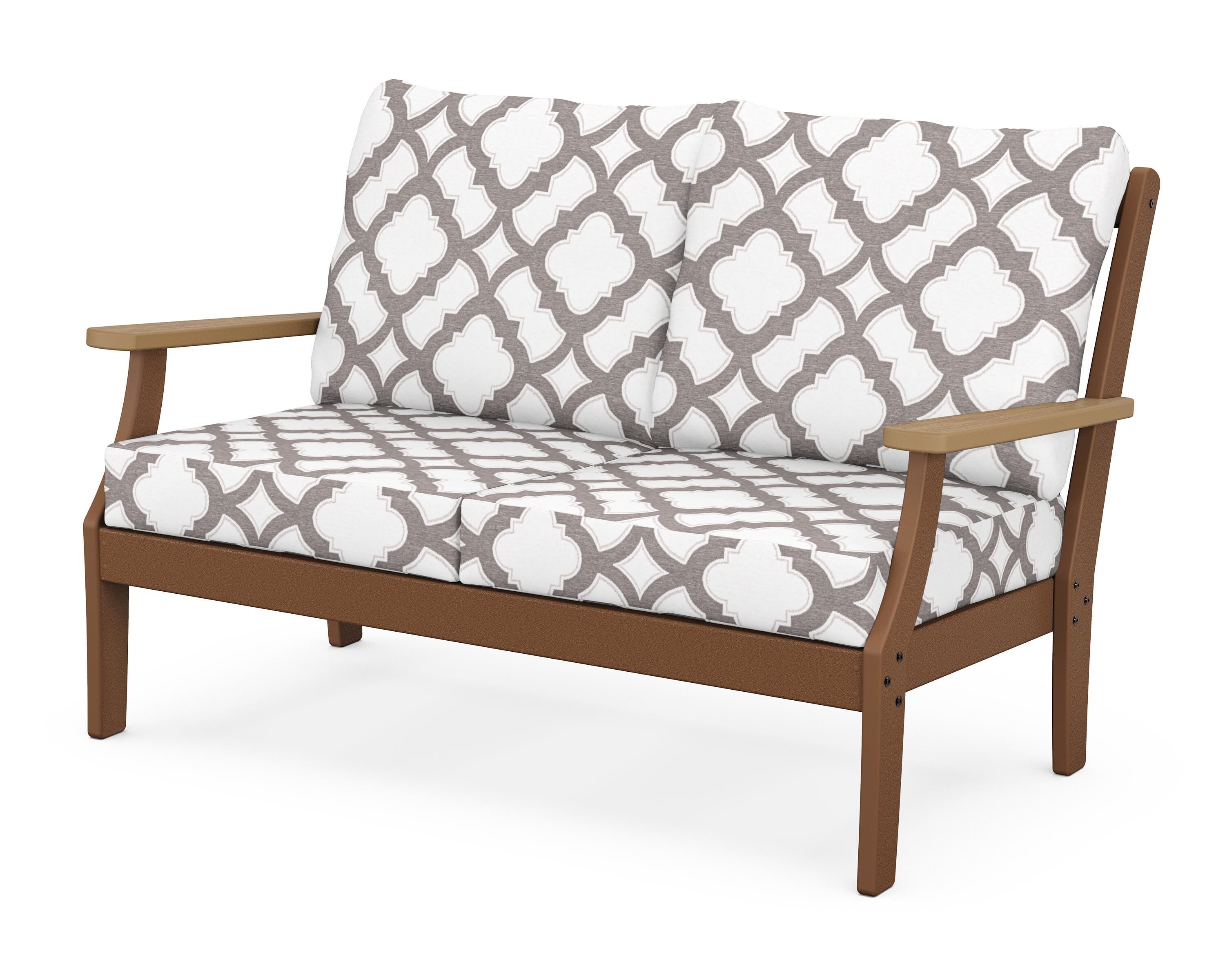 POLYWOOD® Braxton Deep Seating Loveseat in Teak / Natural / Trellis Grey Mist