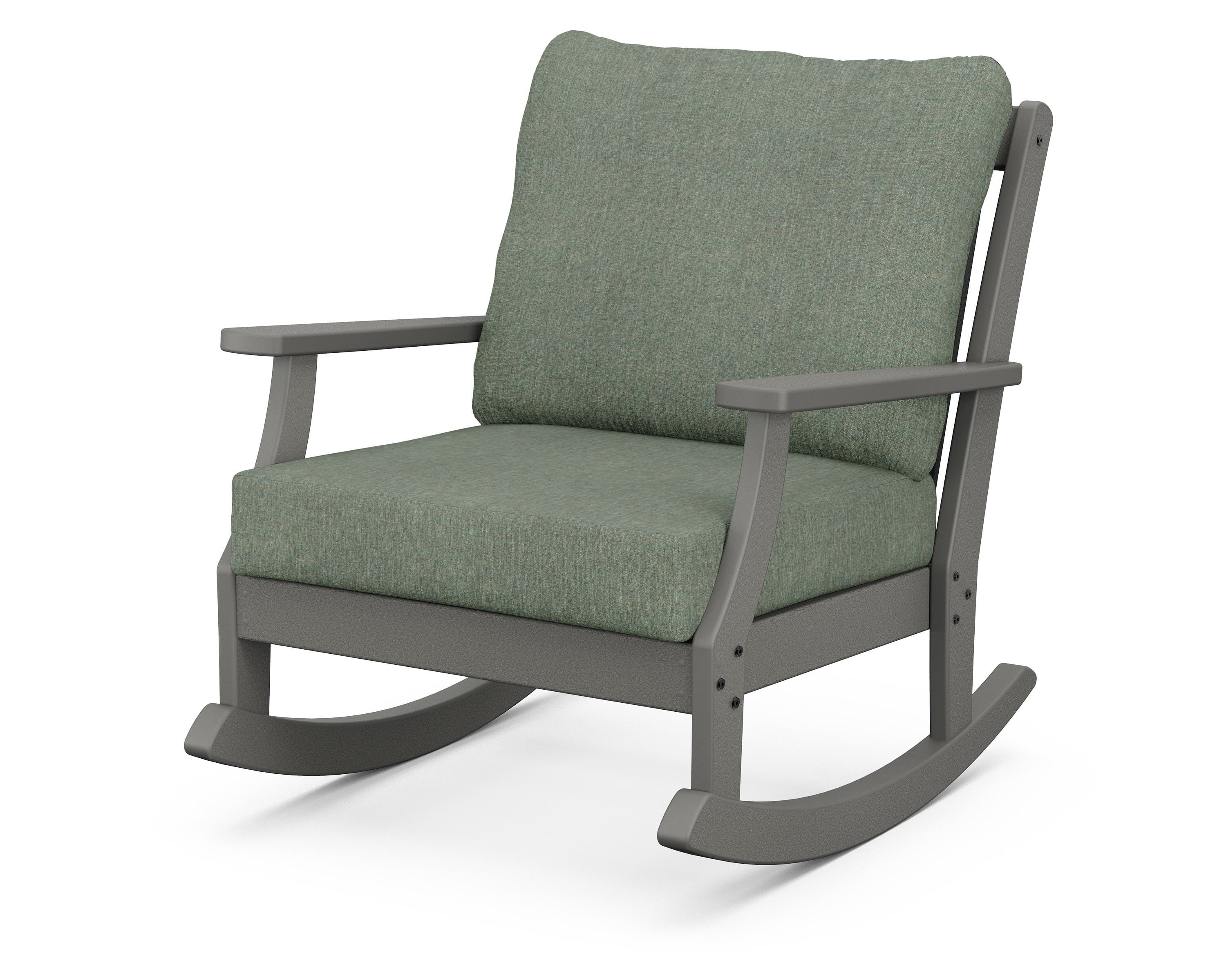 POLYWOOD® Braxton Deep Seating Rocking Chair in Slate Grey / Cast Sage