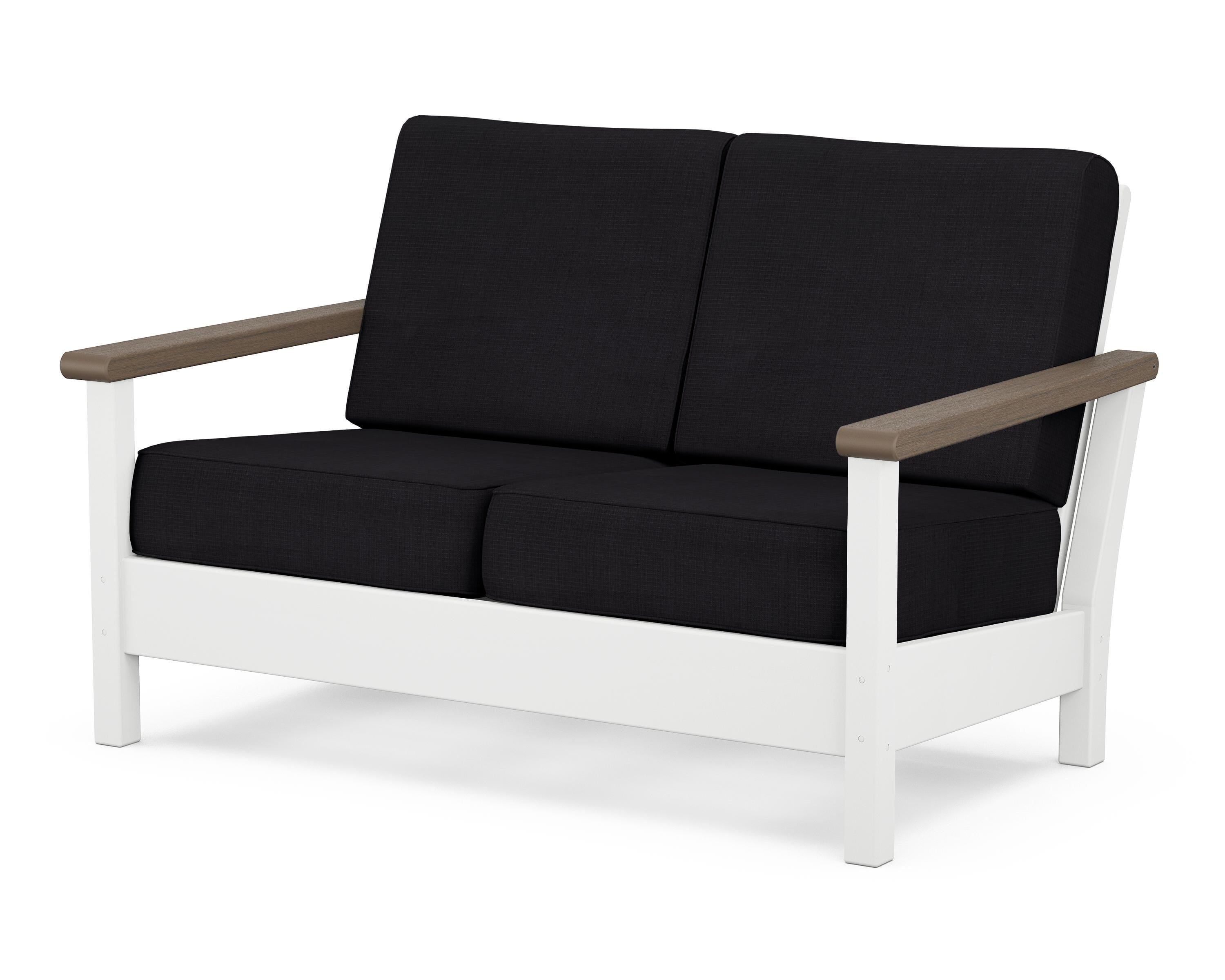 POLYWOOD® Harbour Deep Seating Loveseat in White / Kona / Midnight Linen