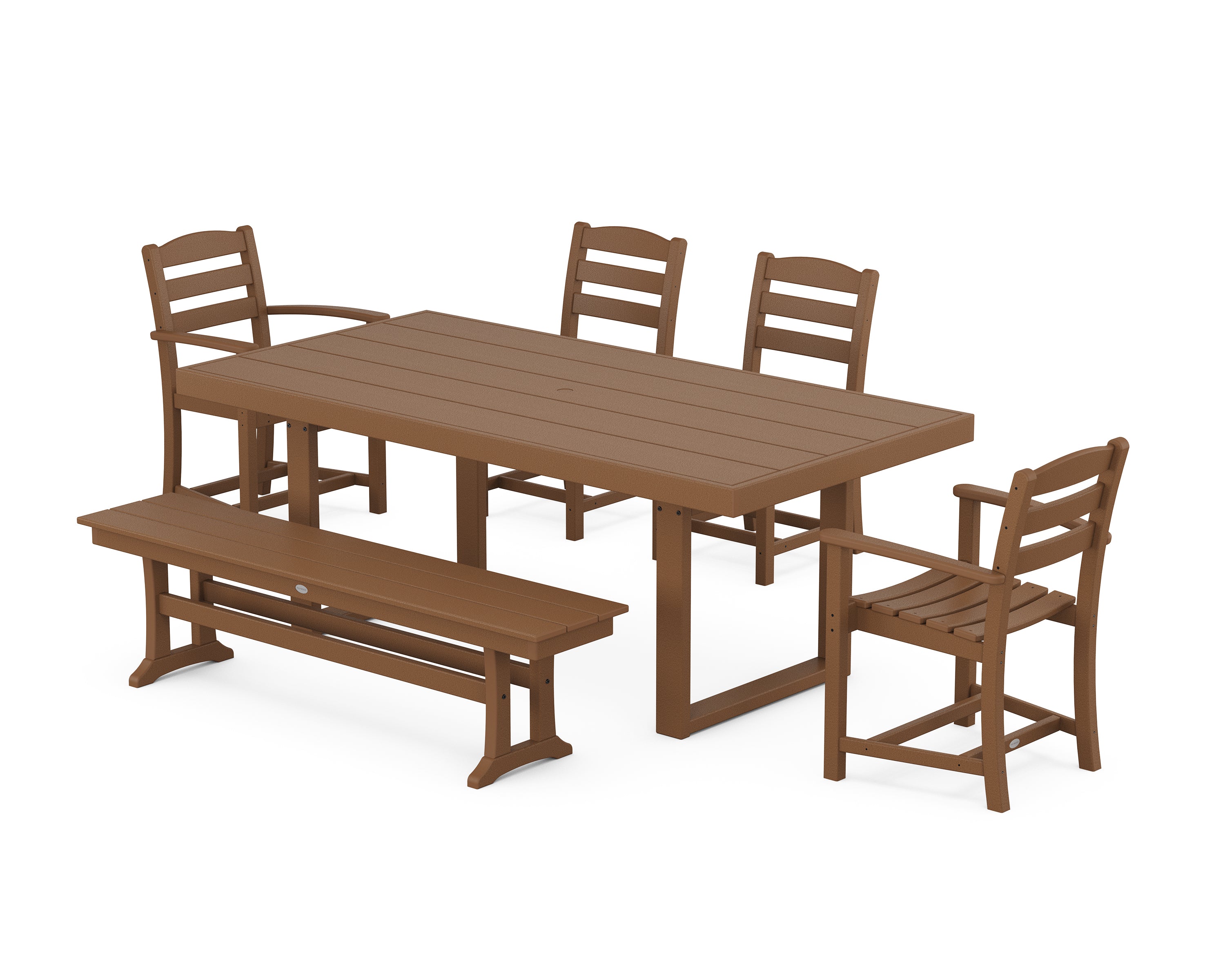 POLYWOOD® La Casa Café 6-Piece Dining Set with Bench in Teak