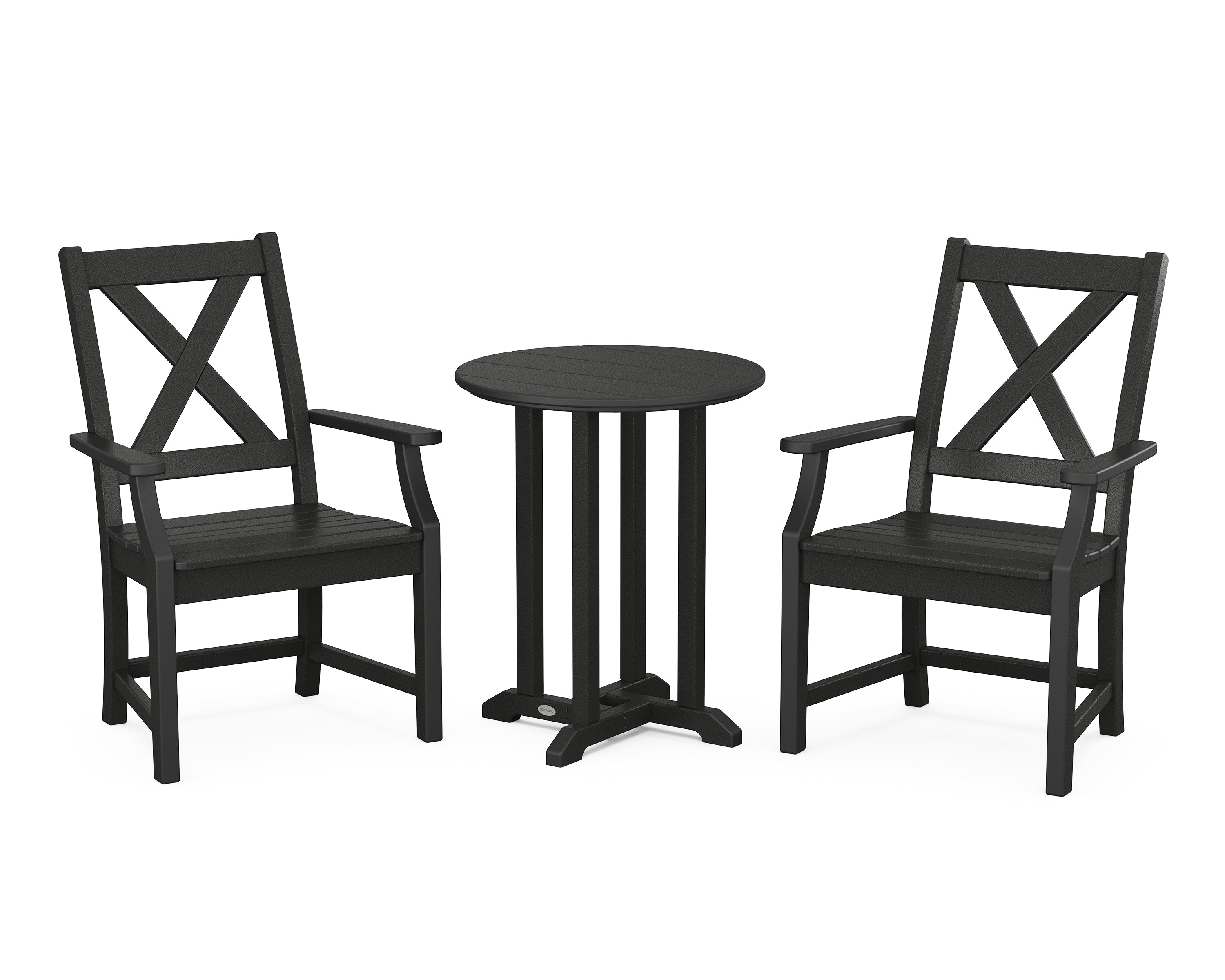 POLYWOOD® Braxton 3-Piece Round Bistro Dining Set in Black