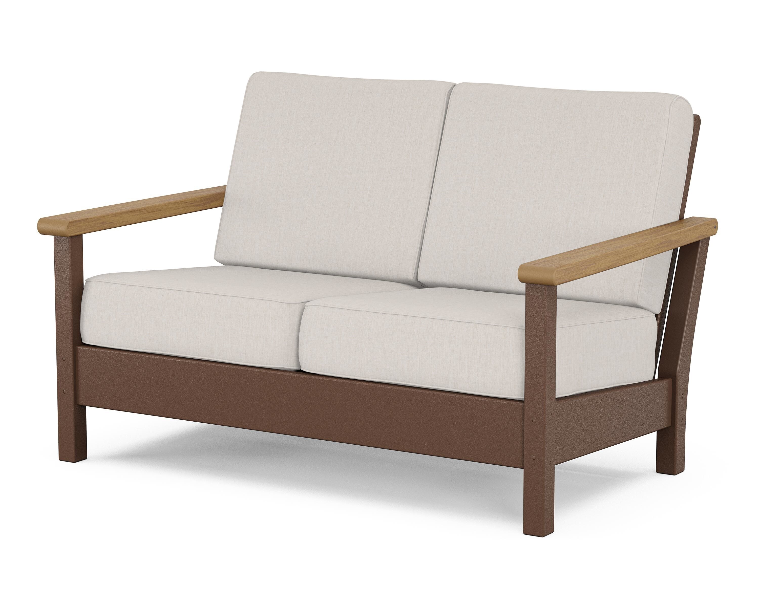 POLYWOOD® Harbour Deep Seating Loveseat in Mahogany / Natural / Cast Ash