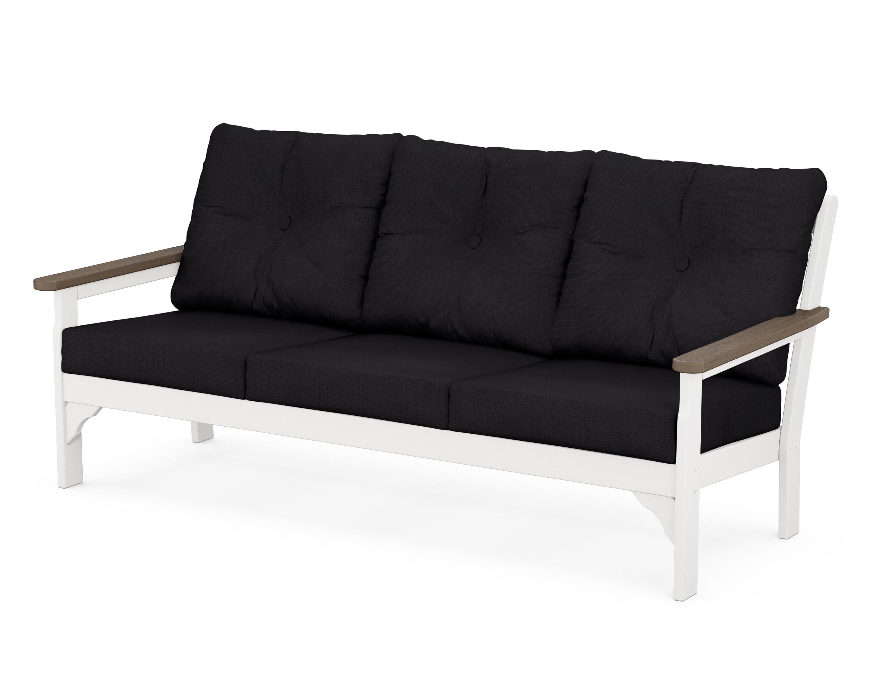POLYWOOD® Vineyard Deep Seating Sofa in White / Kona / Midnight Linen