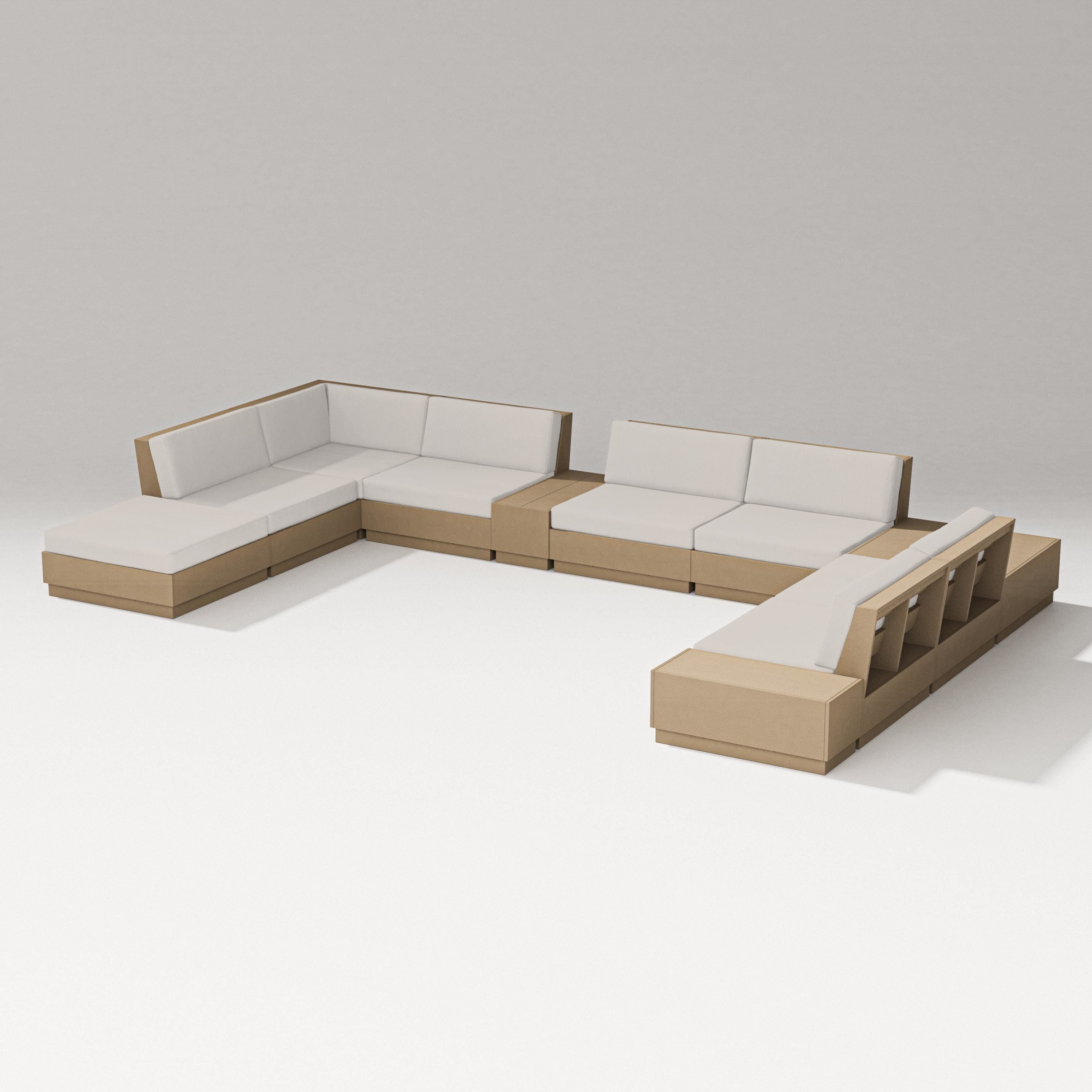 PW Designer Series Elevate 11-Piece Conversation Sectional Set in Vintage Sahara / Cast Ash