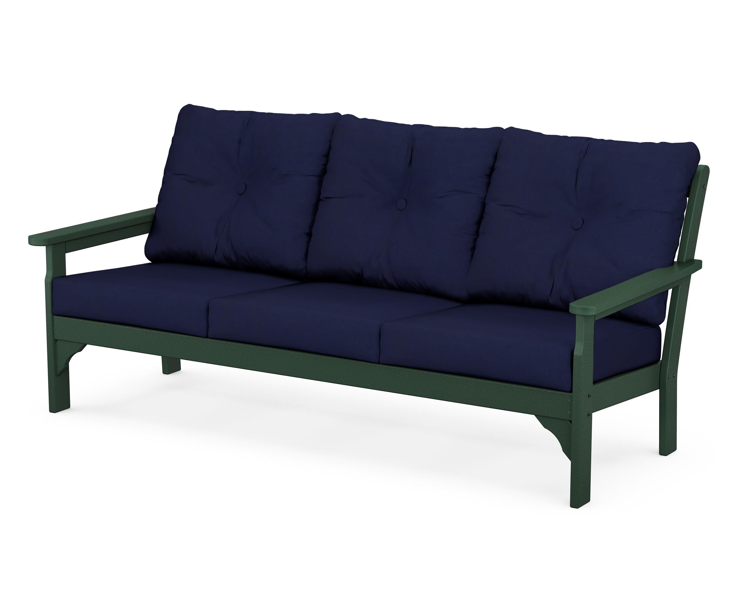 POLYWOOD® Vineyard Deep Seating Sofa in Green / Navy