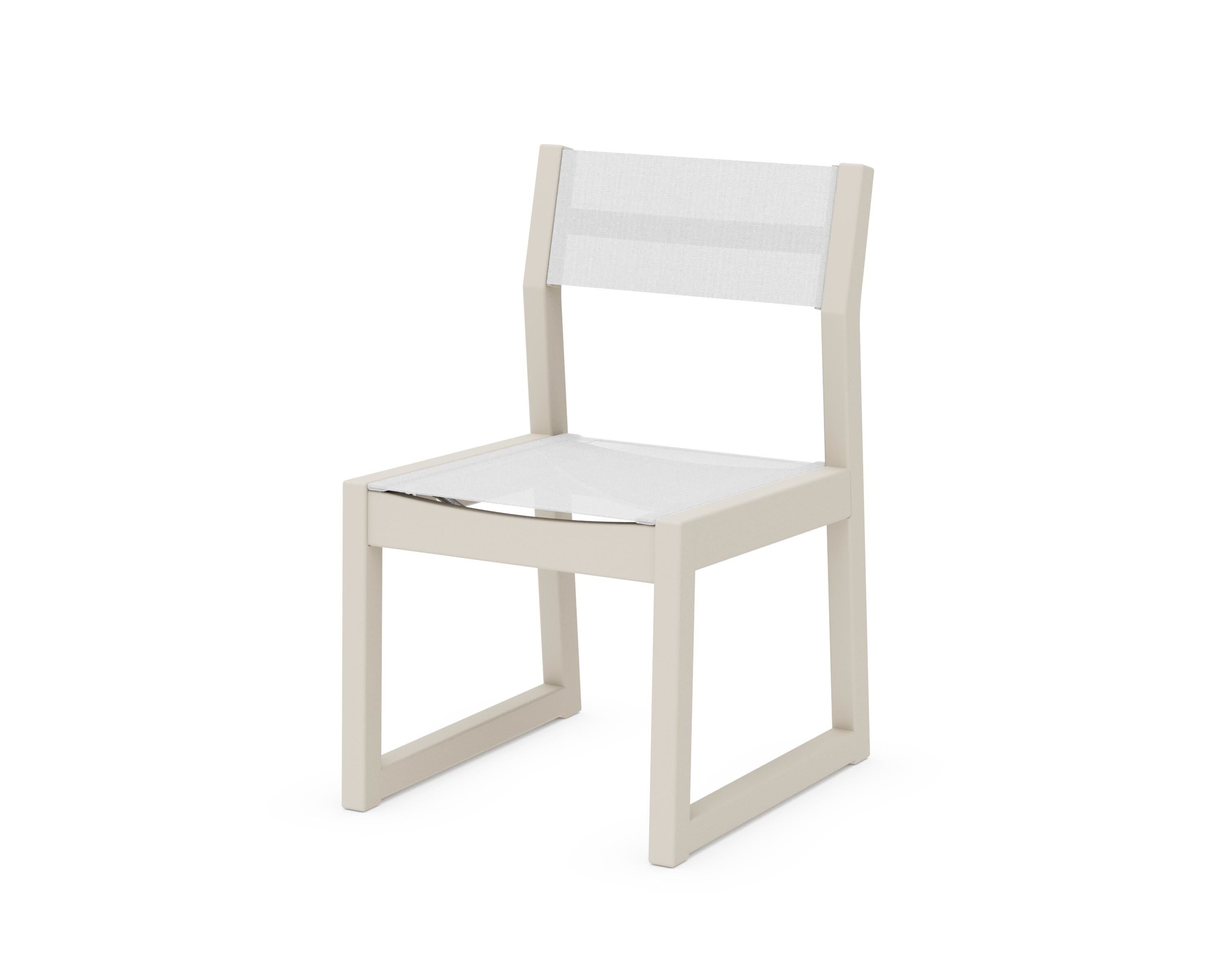 POLYWOOD® EDGE Sling Dining Side Chair in Sand / White Sling