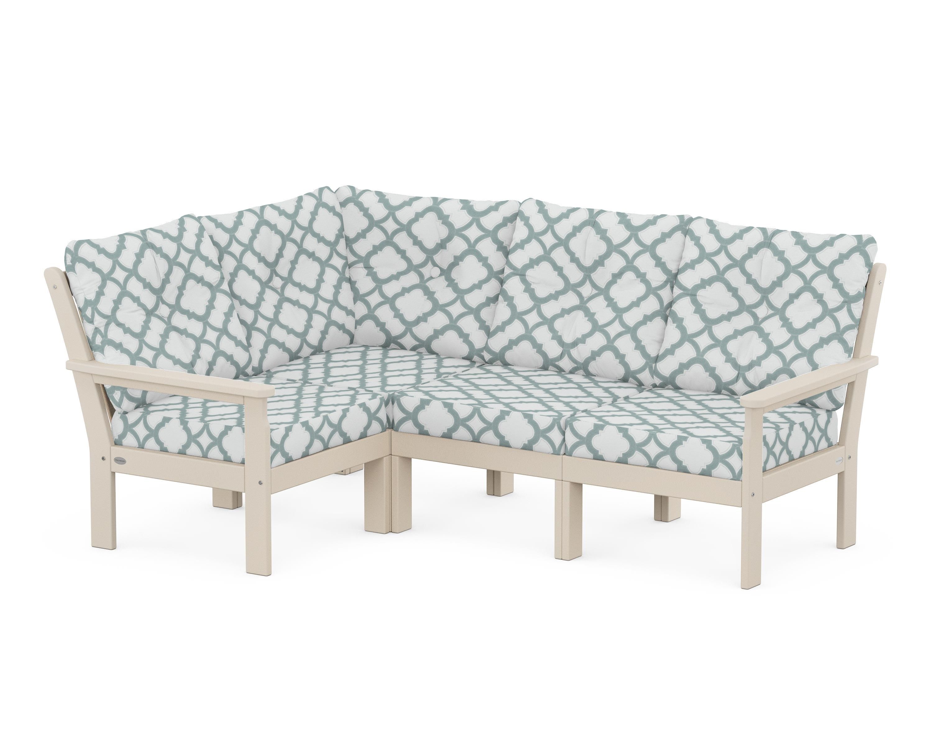 POLYWOOD® Vineyard 4-Piece Sectional in Sand / Trellis Glacier Spa