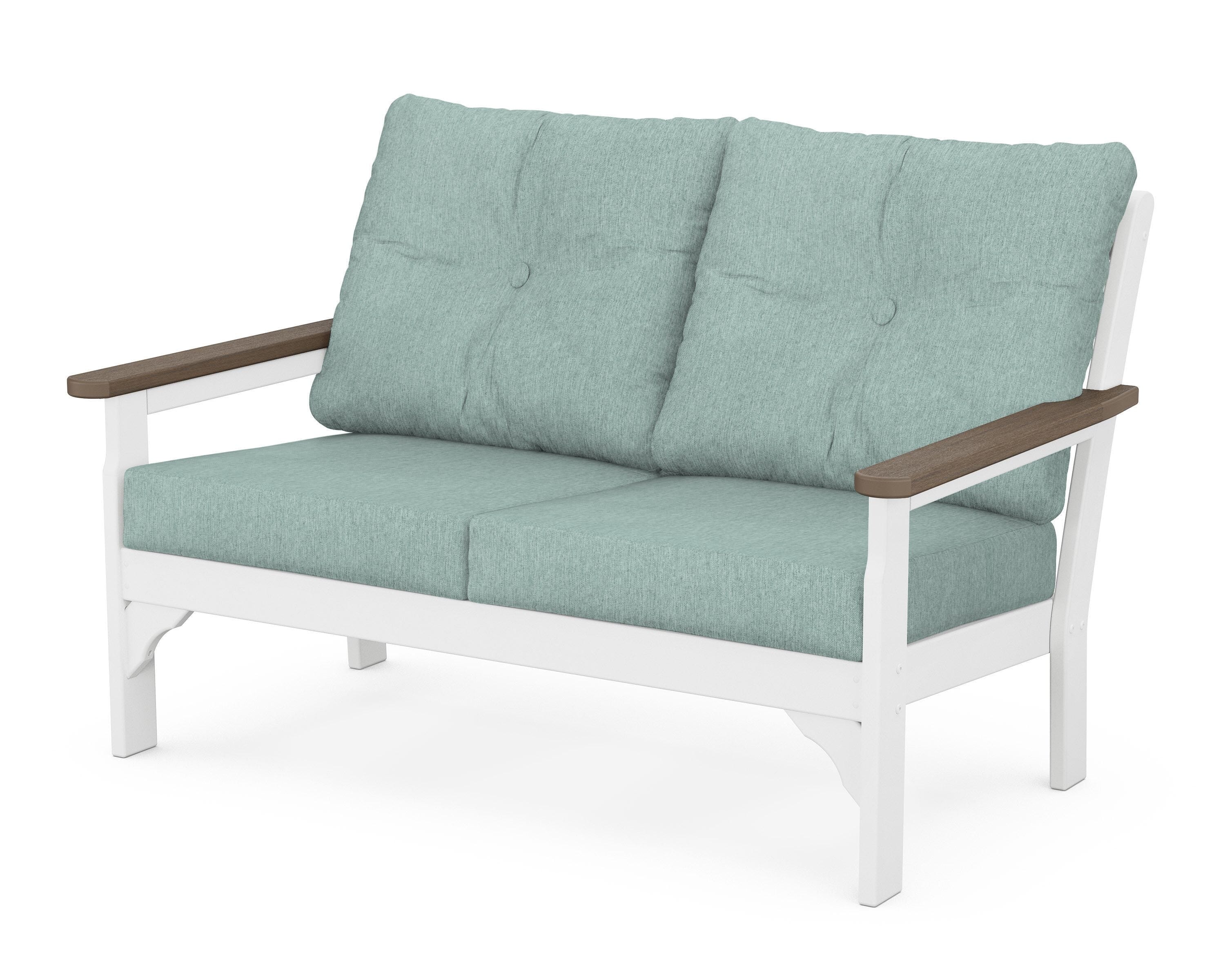 POLYWOOD® Vineyard Deep Seating Loveseat in White / Kona / Glacier Spa