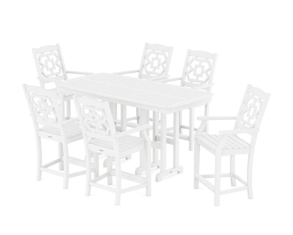 Chinoiserie Arm Chair 7-Piece Counter Set