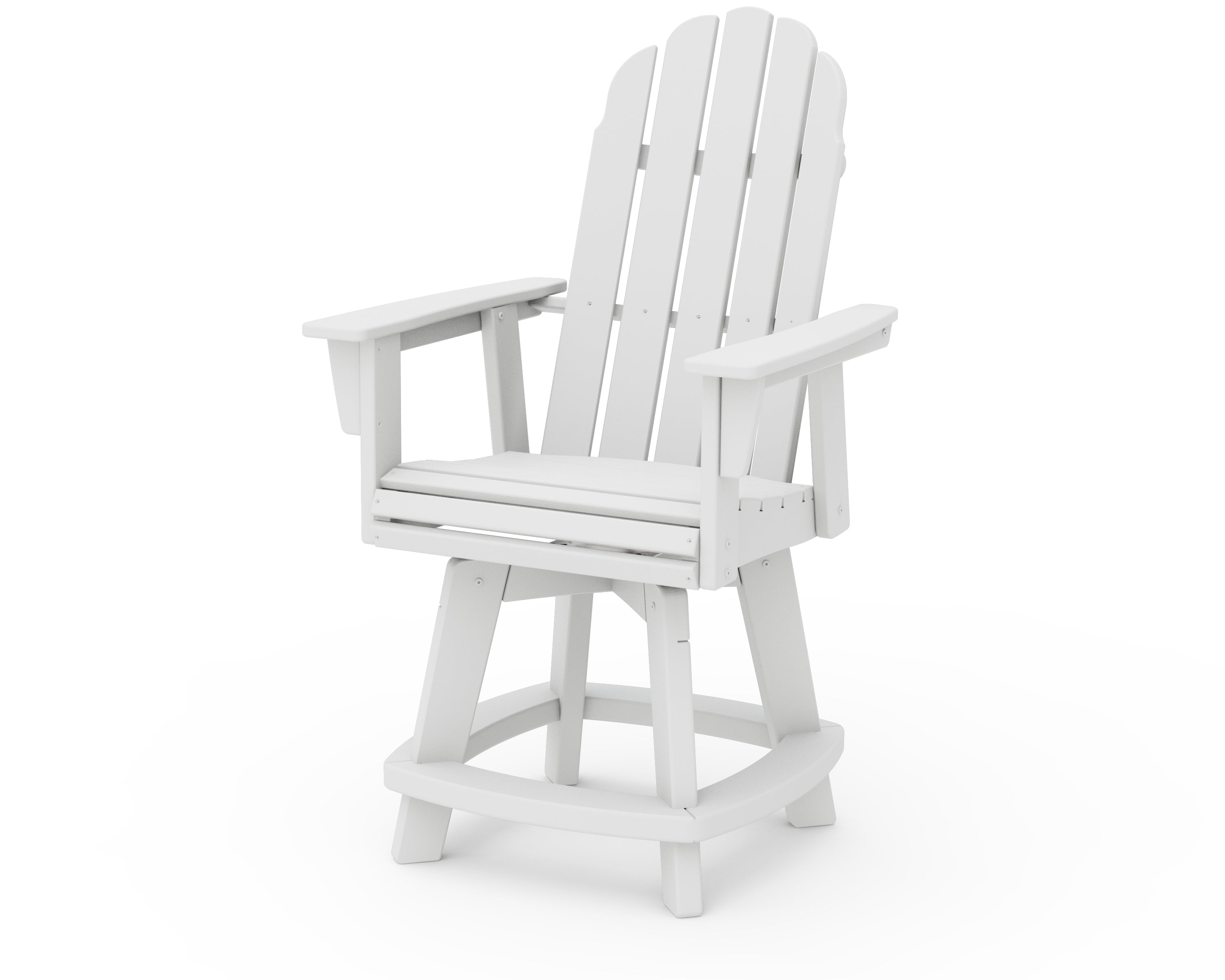 POLYWOOD® Vineyard Curveback Adirondack Swivel Counter Chair in White