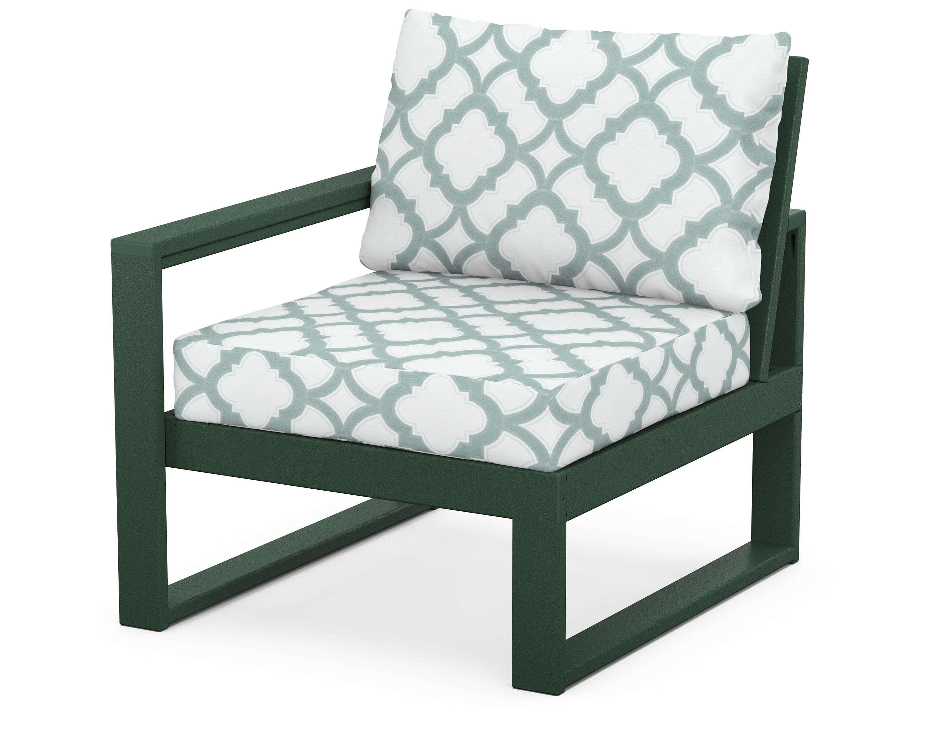 POLYWOOD® EDGE Modular Left Arm Chair in Green / Trellis Glacier Spa