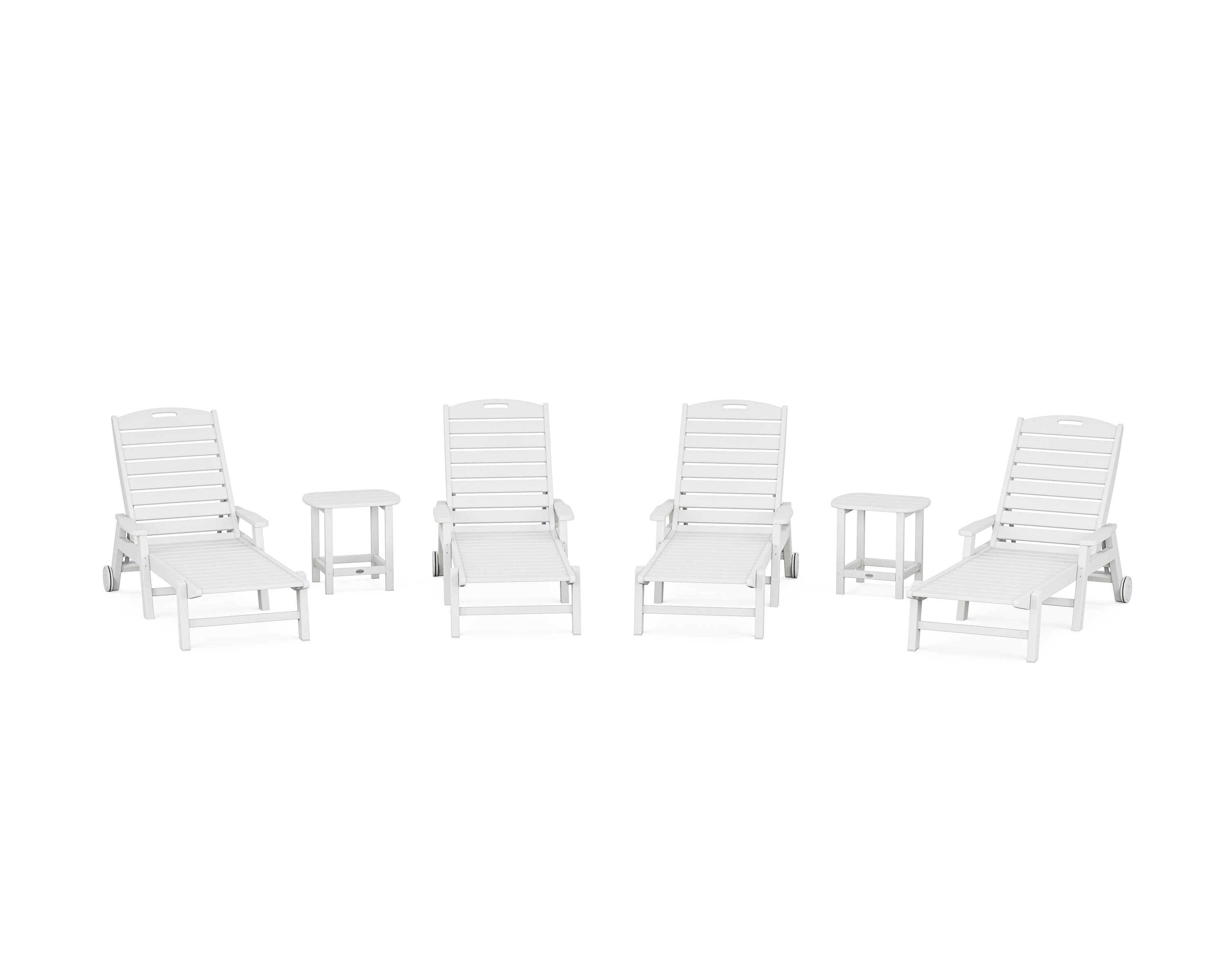 POLYWOOD® Nautical Chaise 6-Piece Set with Arms & Wheels in White