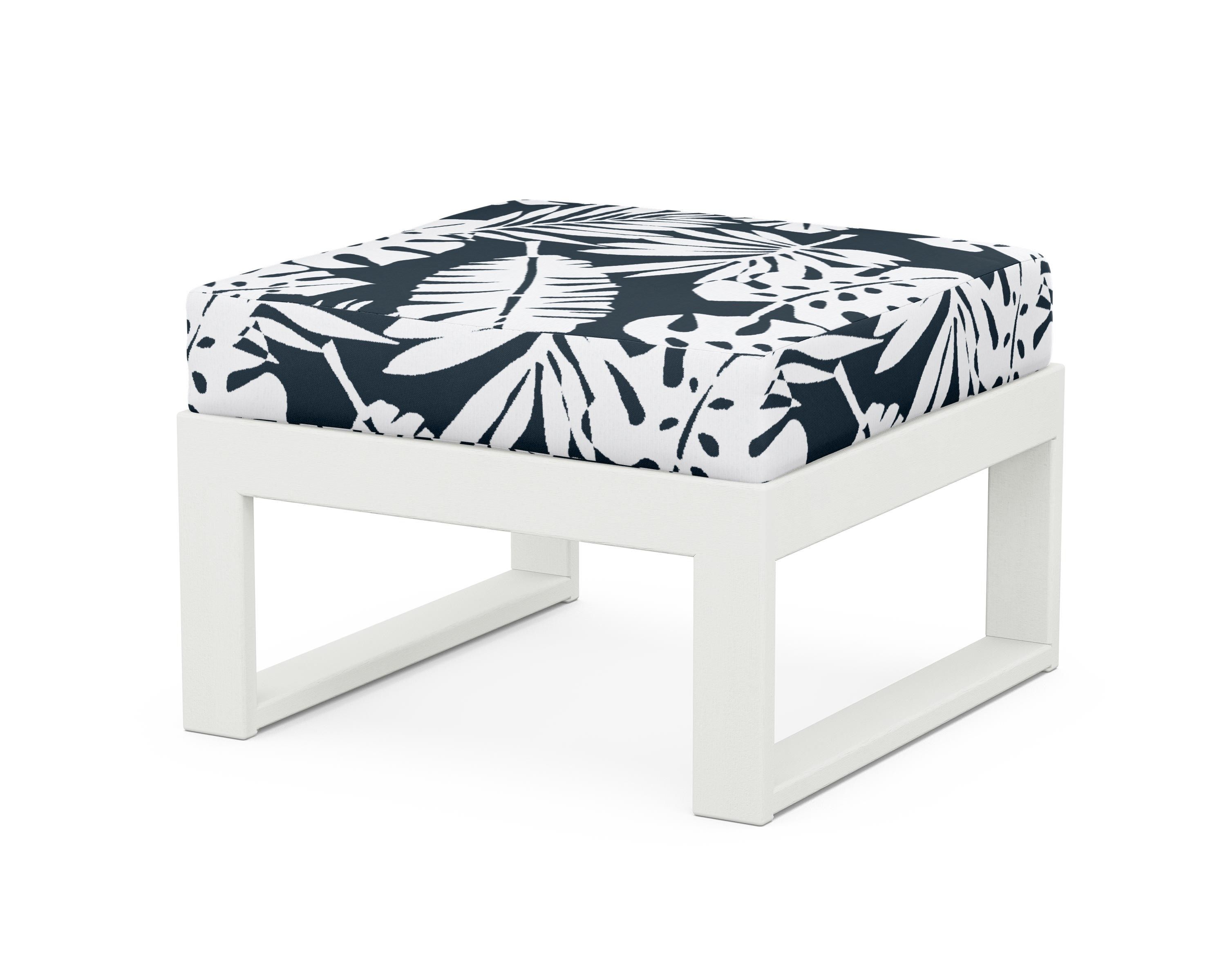 Unbranded Modular Ottoman - Modern in Vintage White / Leaf Marine Indigo