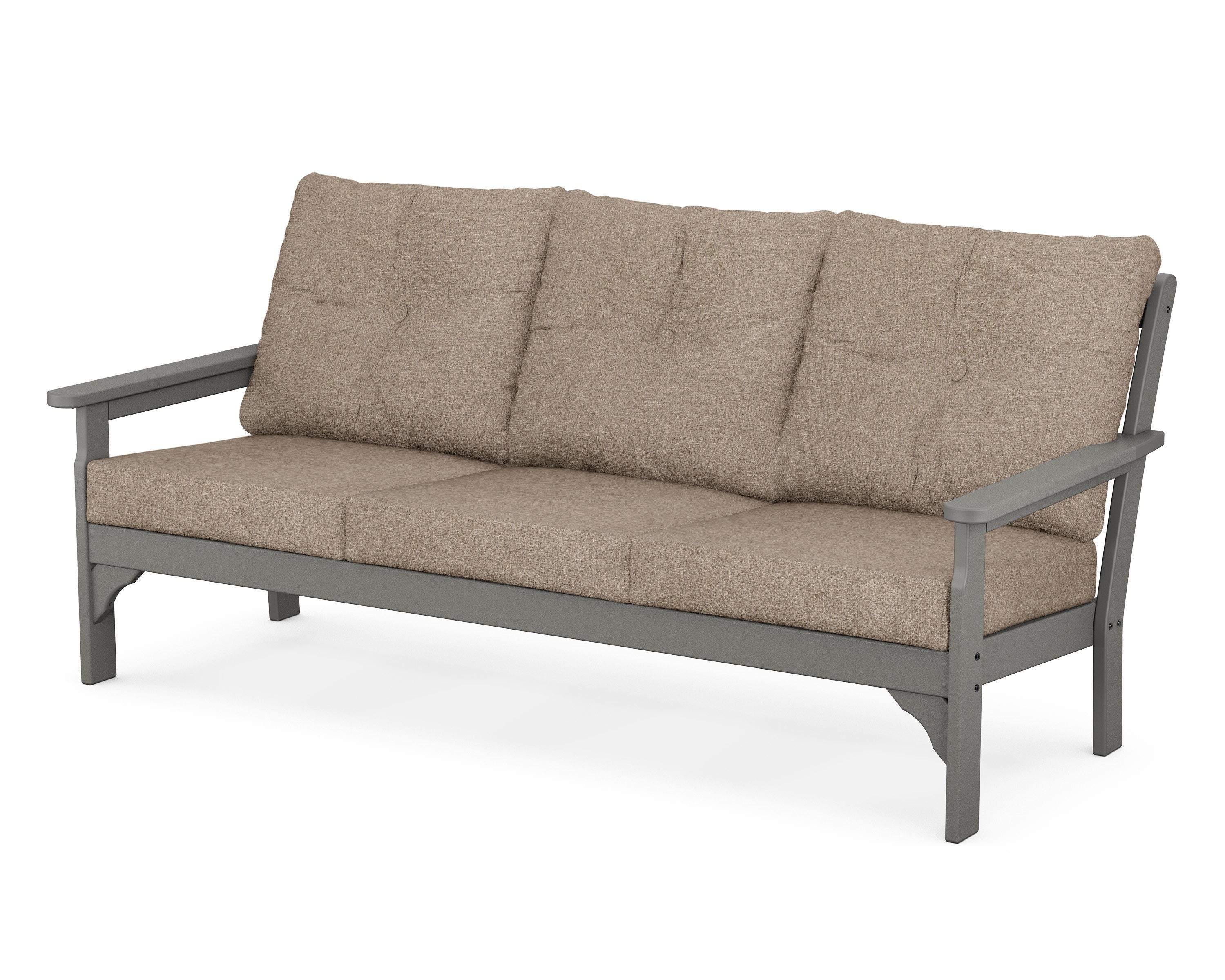 POLYWOOD® Vineyard Deep Seating Sofa in Slate Grey / Spiced Burlap