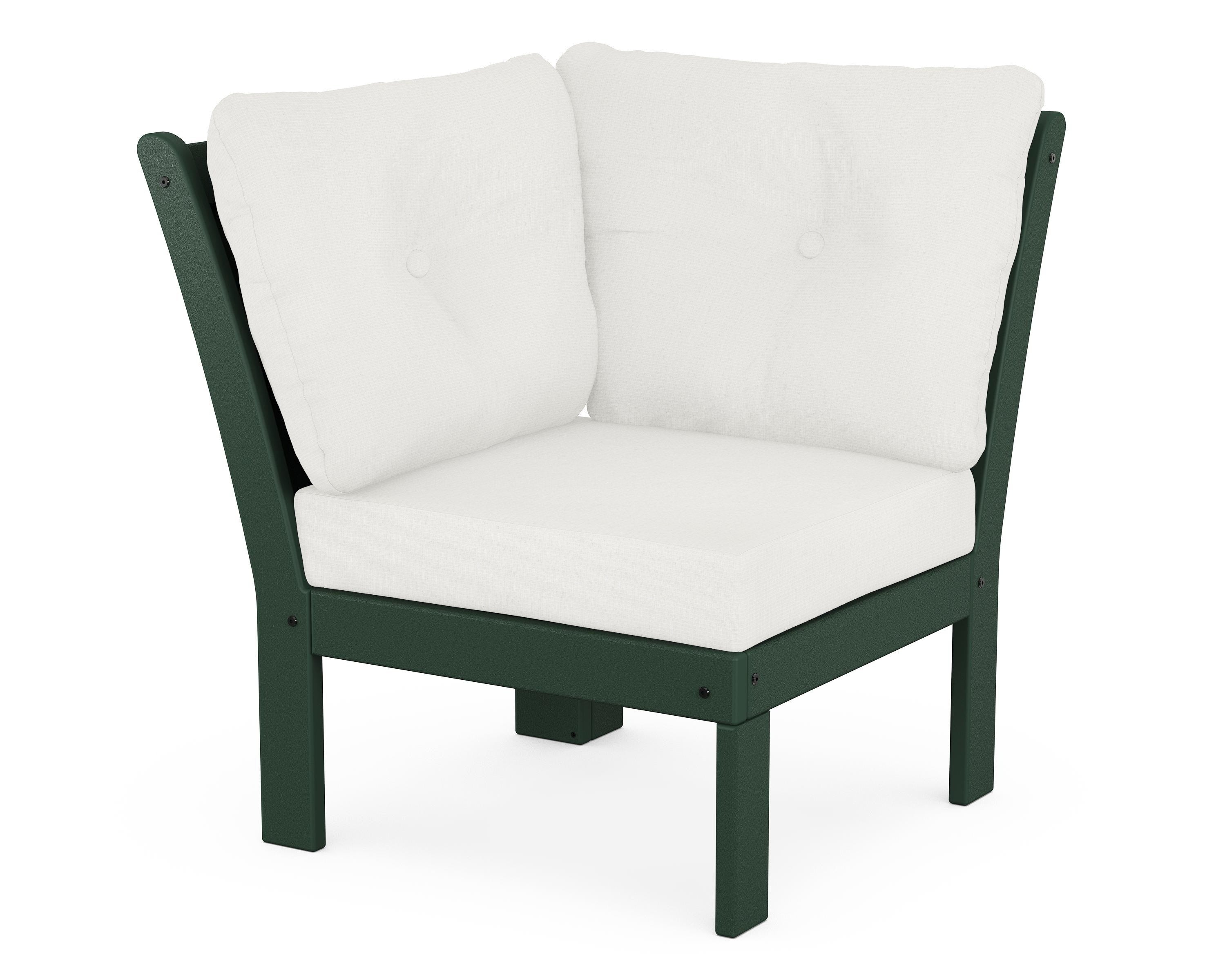 POLYWOOD® Vineyard Modular Corner Chair in Green / Natural Linen
