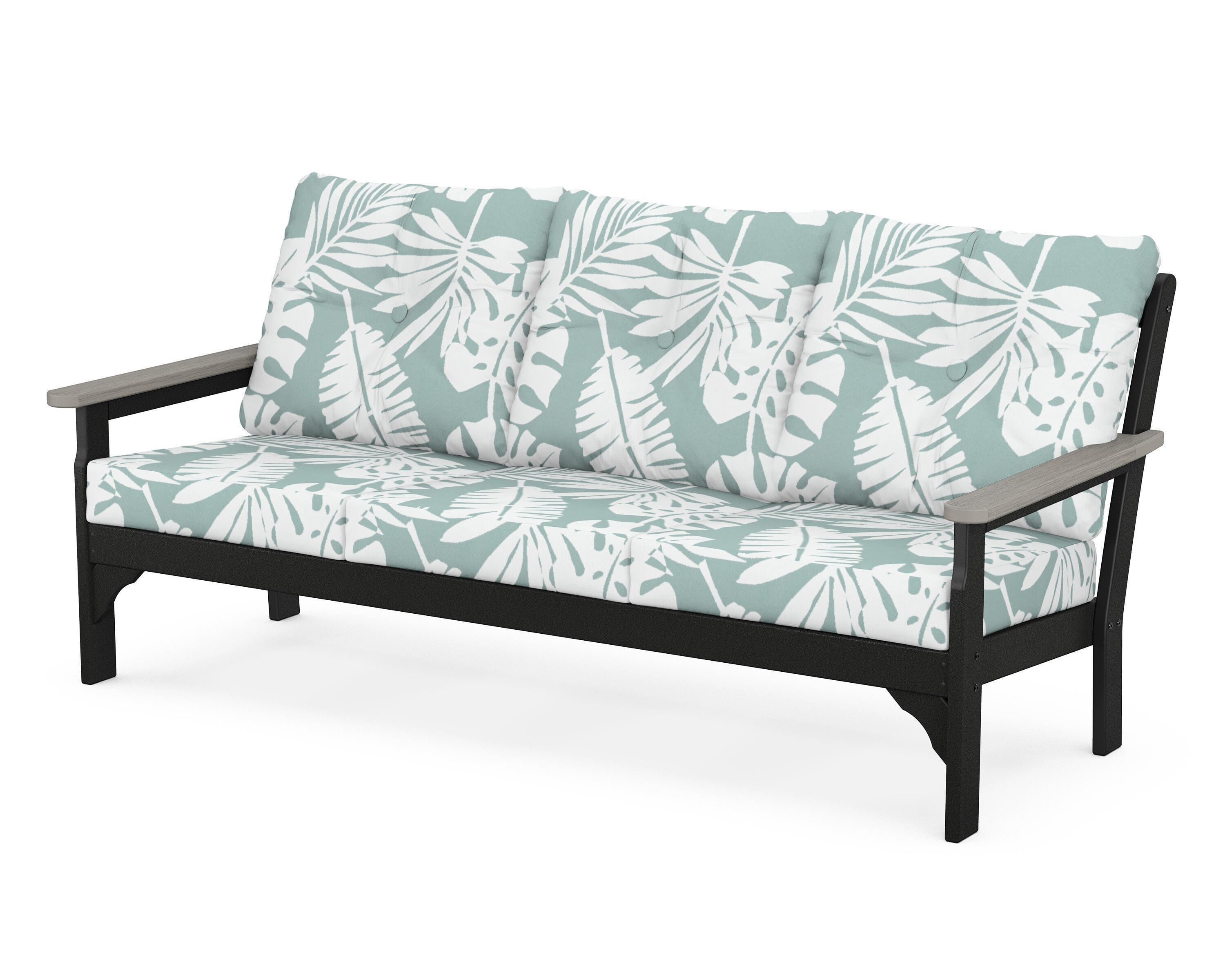 POLYWOOD® Vineyard Deep Seating Sofa in Black / Driftwood / Leaf Glacier Spa