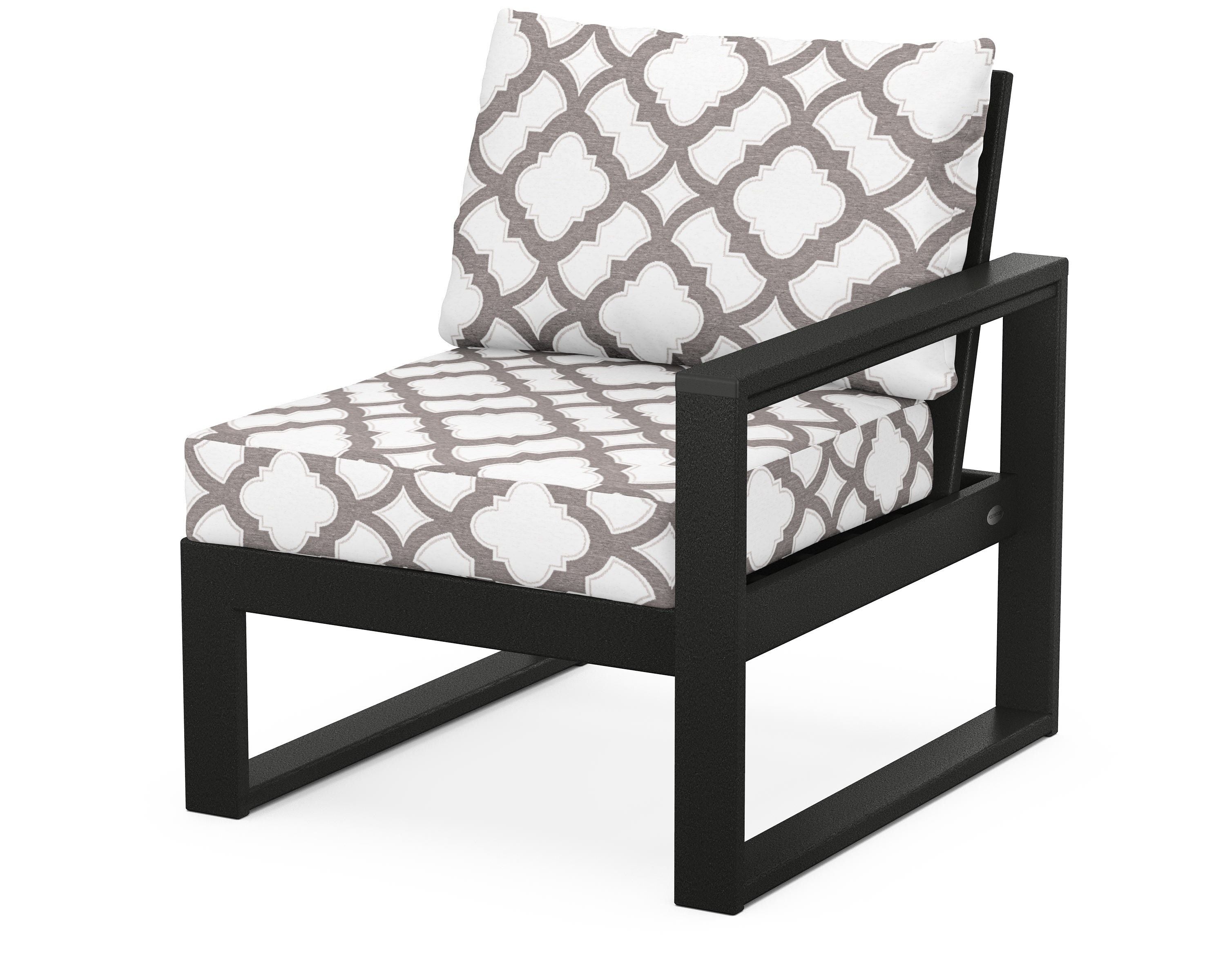 POLYWOOD® EDGE Modular Right Arm Chair in Black / Trellis Grey Mist