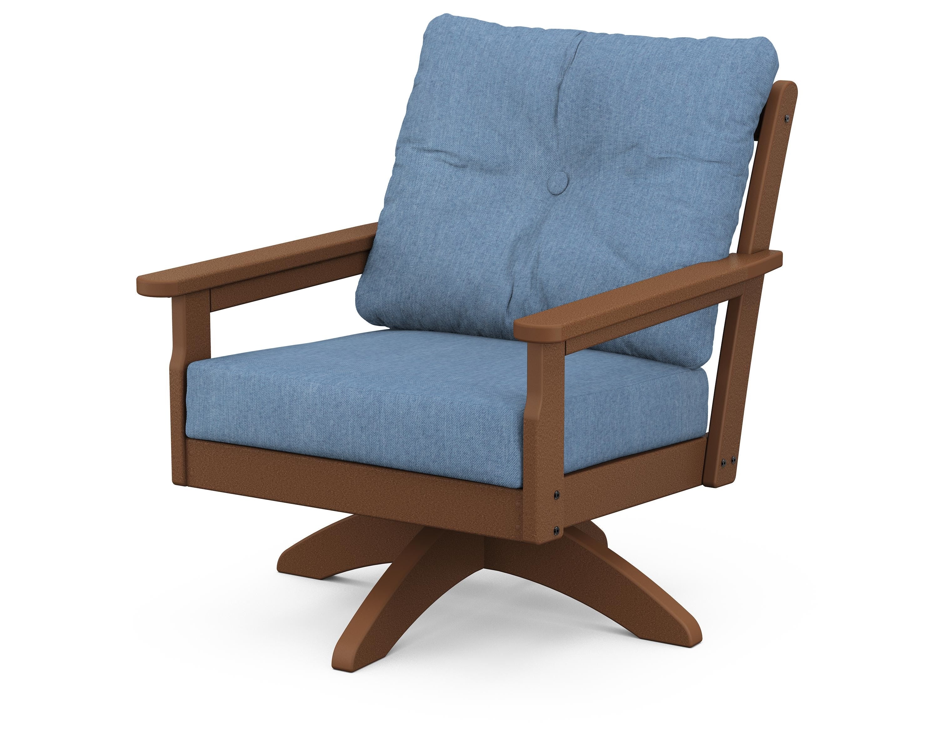 POLYWOOD® Vineyard Deep Seating Swivel Chair in Teak / Sky Blue