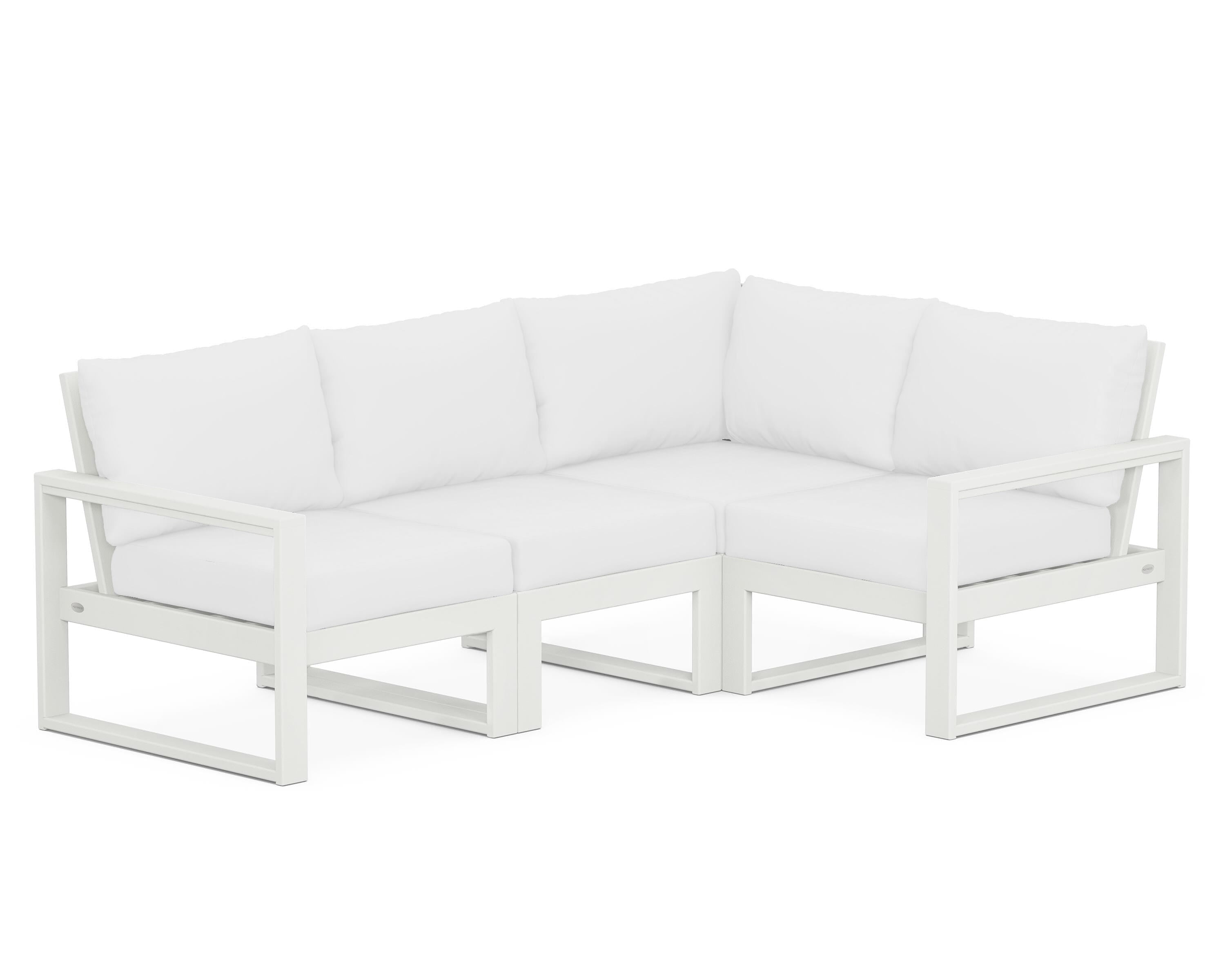 POLYWOOD® EDGE 4-Piece Modular Deep Seating Set in Vintage White / Natural
