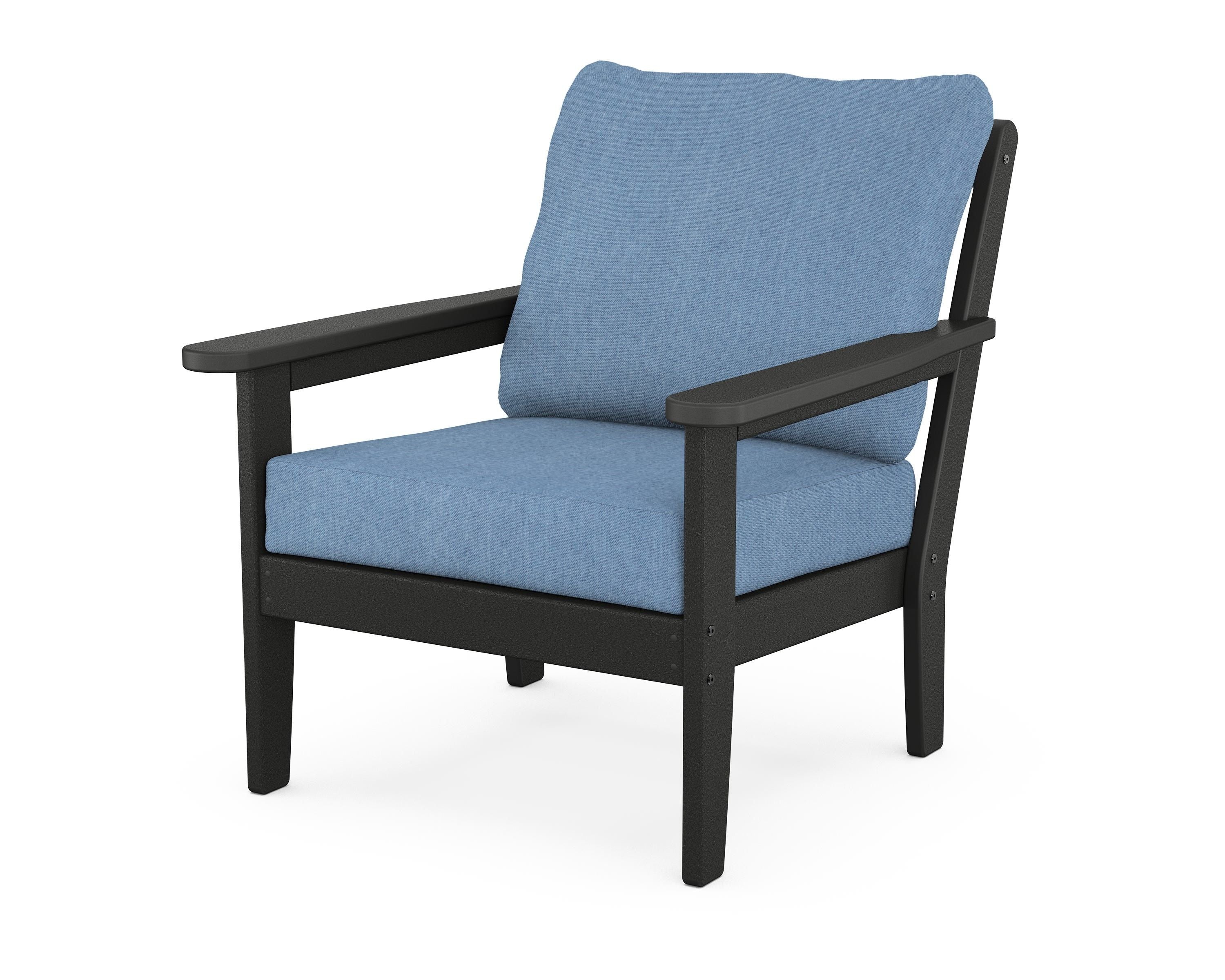 Country Living Cottage Deep Seating Chair in Black / Sky Blue