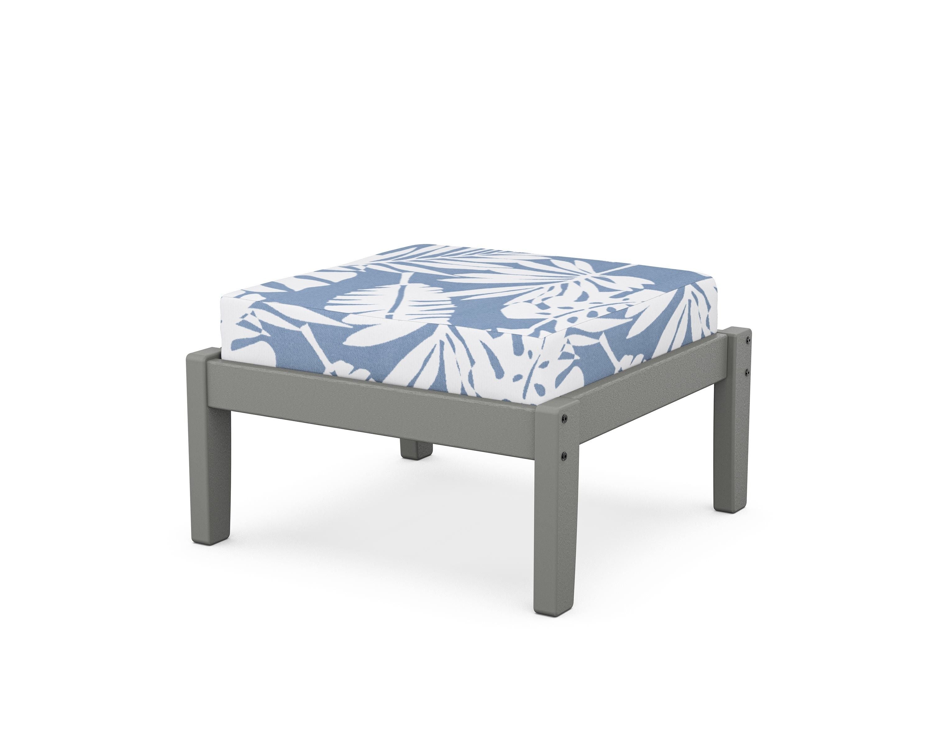 Unbranded Deep Seating Ottoman in Slate Grey / Leaf Sky Blue