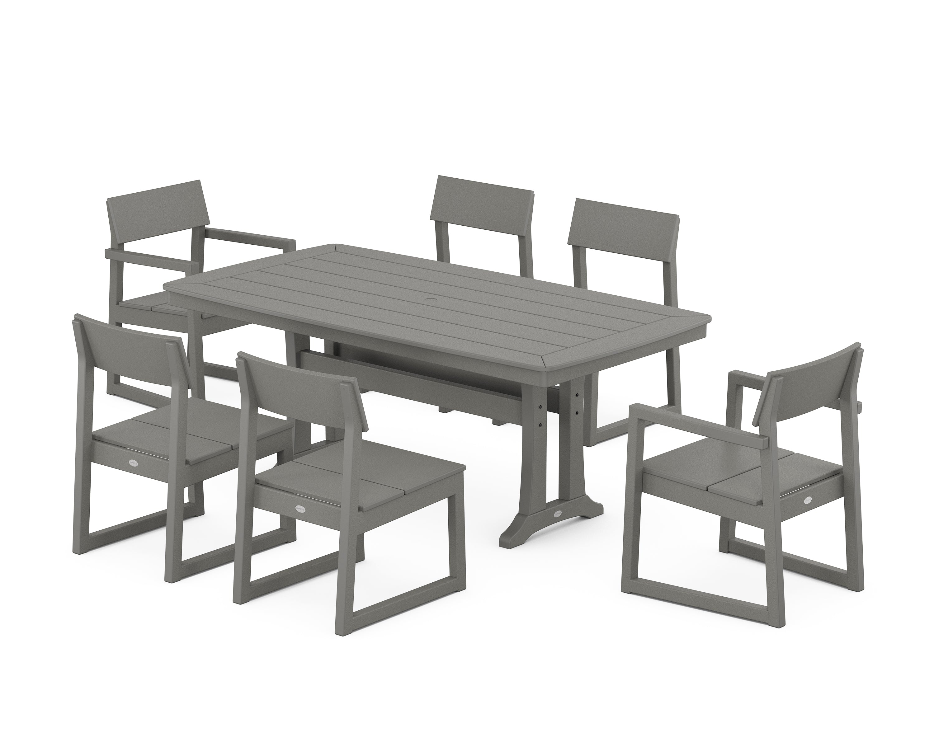 POLYWOOD® EDGE 7-Piece Dining Set with Trestle Legs in Slate Grey