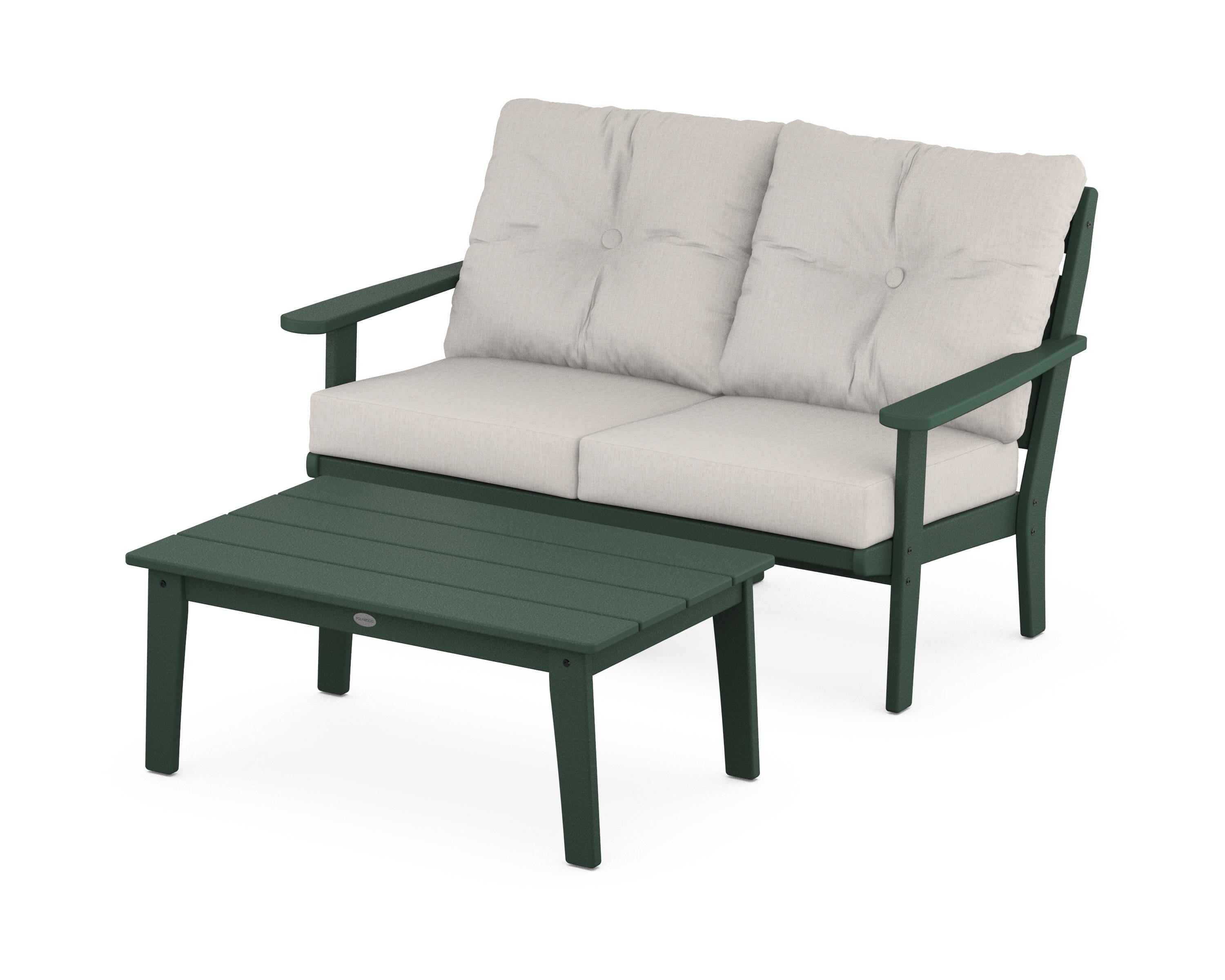 POLYWOOD® Lakeside 2-Piece Lounge Loveseat Set in Green / Cast Ash
