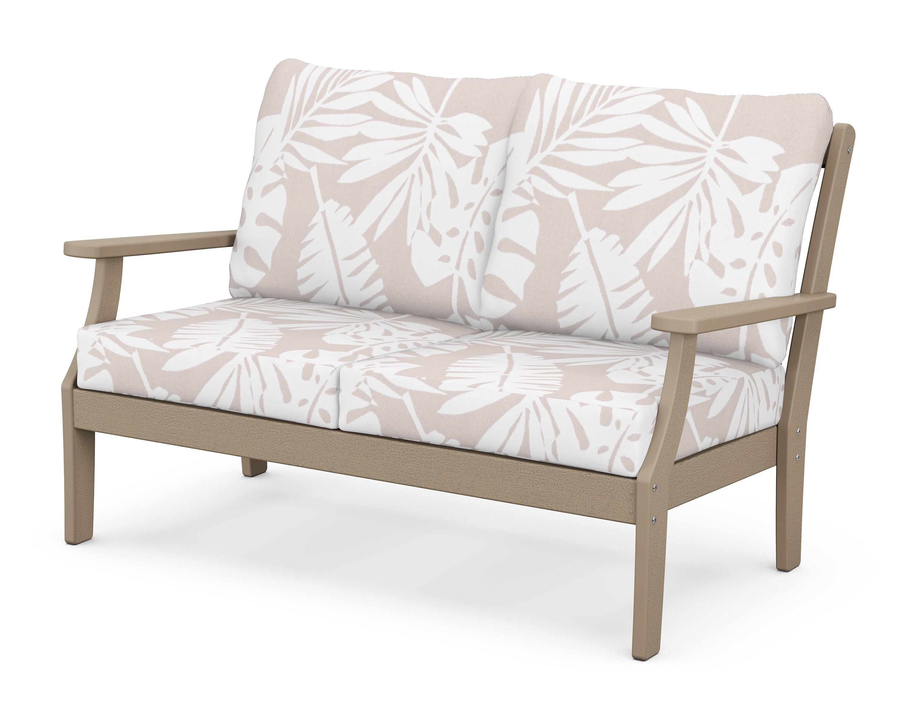POLYWOOD® Braxton Deep Seating Loveseat in Vintage Sahara / Leaf Dune Burlap