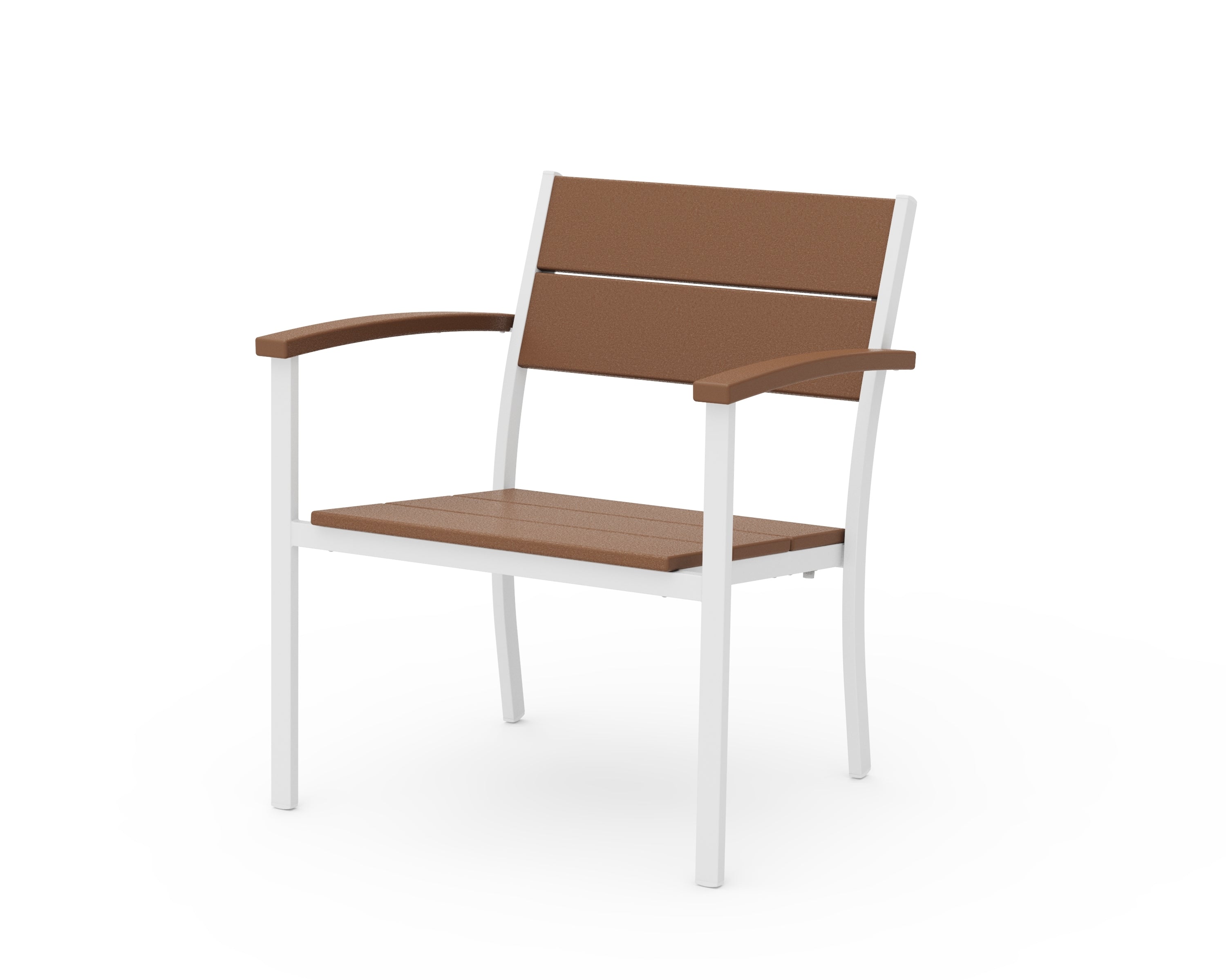 POLYWOOD® Main Street Stacking Lounge Arm Chair in White / Teak