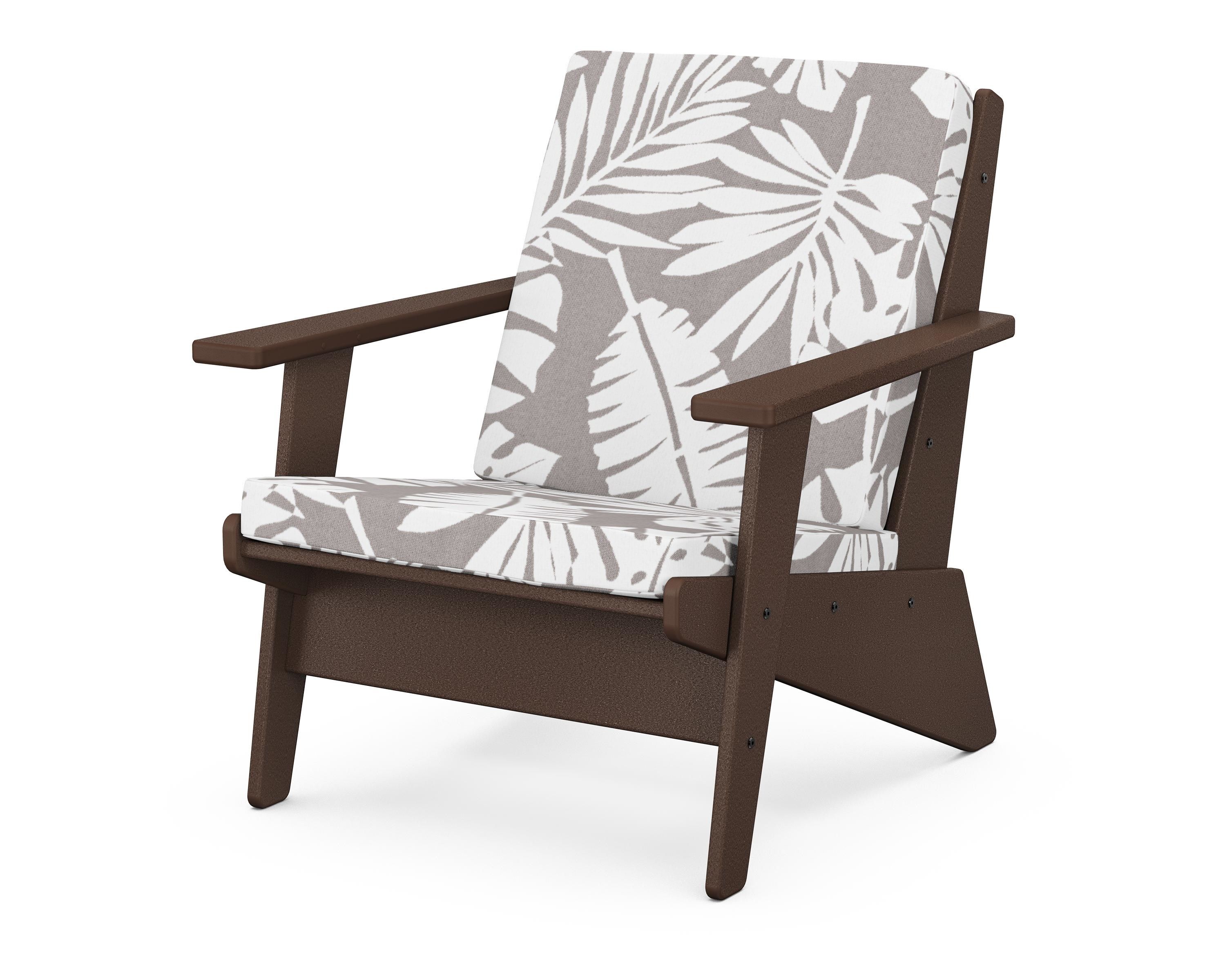 POLYWOOD® Riviera Modern Lounge Chair in Mahogany / Leaf Grey Mist