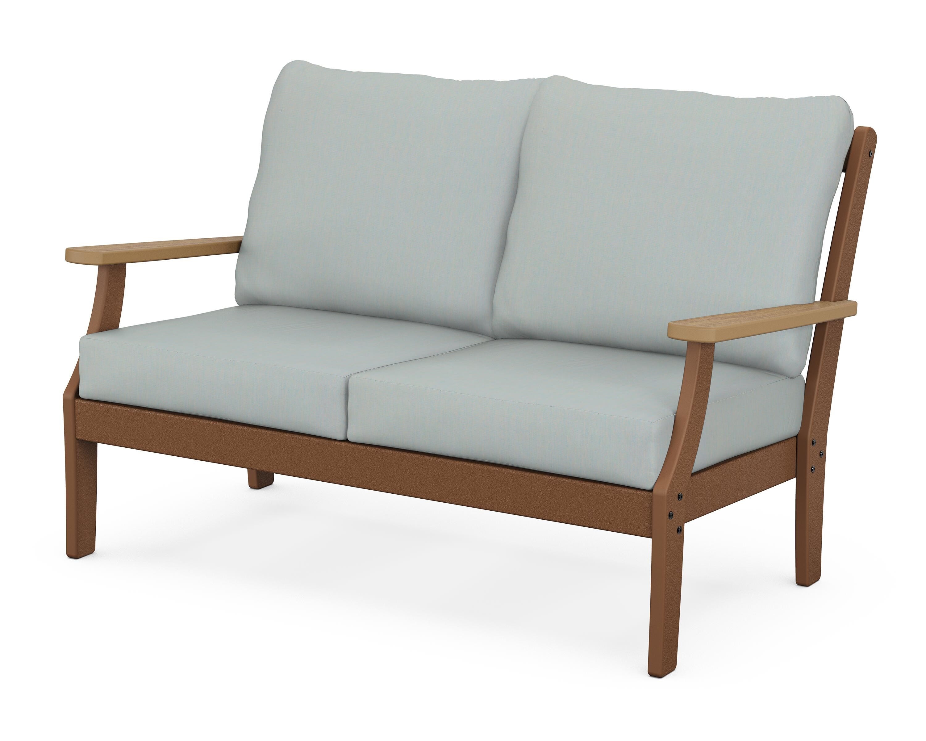 POLYWOOD® Braxton Deep Seating Loveseat in Teak / Natural / Spa