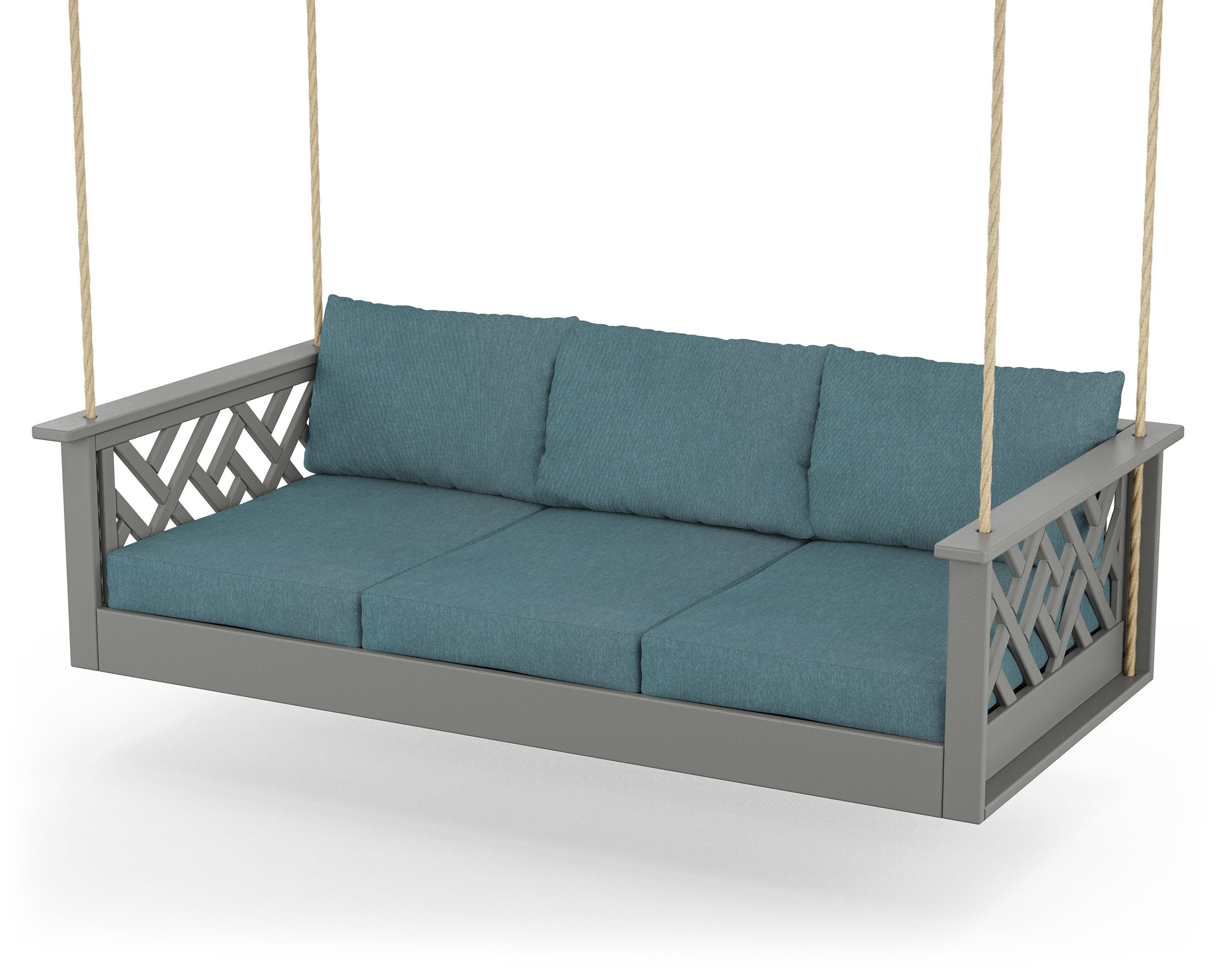 POLYWOOD® Chippendale Daybed Swing in Slate Grey / Ocean Teal