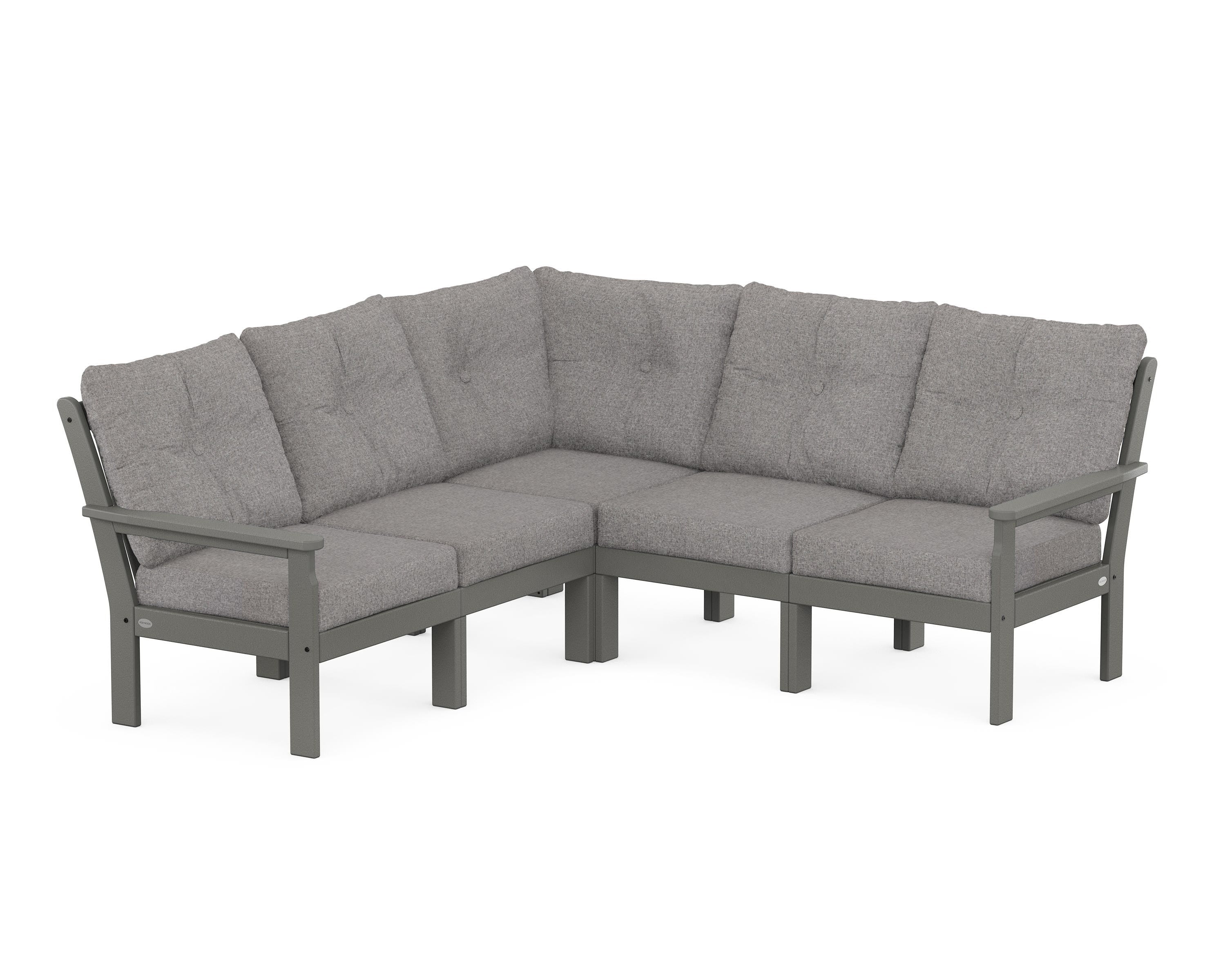 POLYWOOD® Vineyard 5-Piece Sectional in Slate Grey / Grey Mist