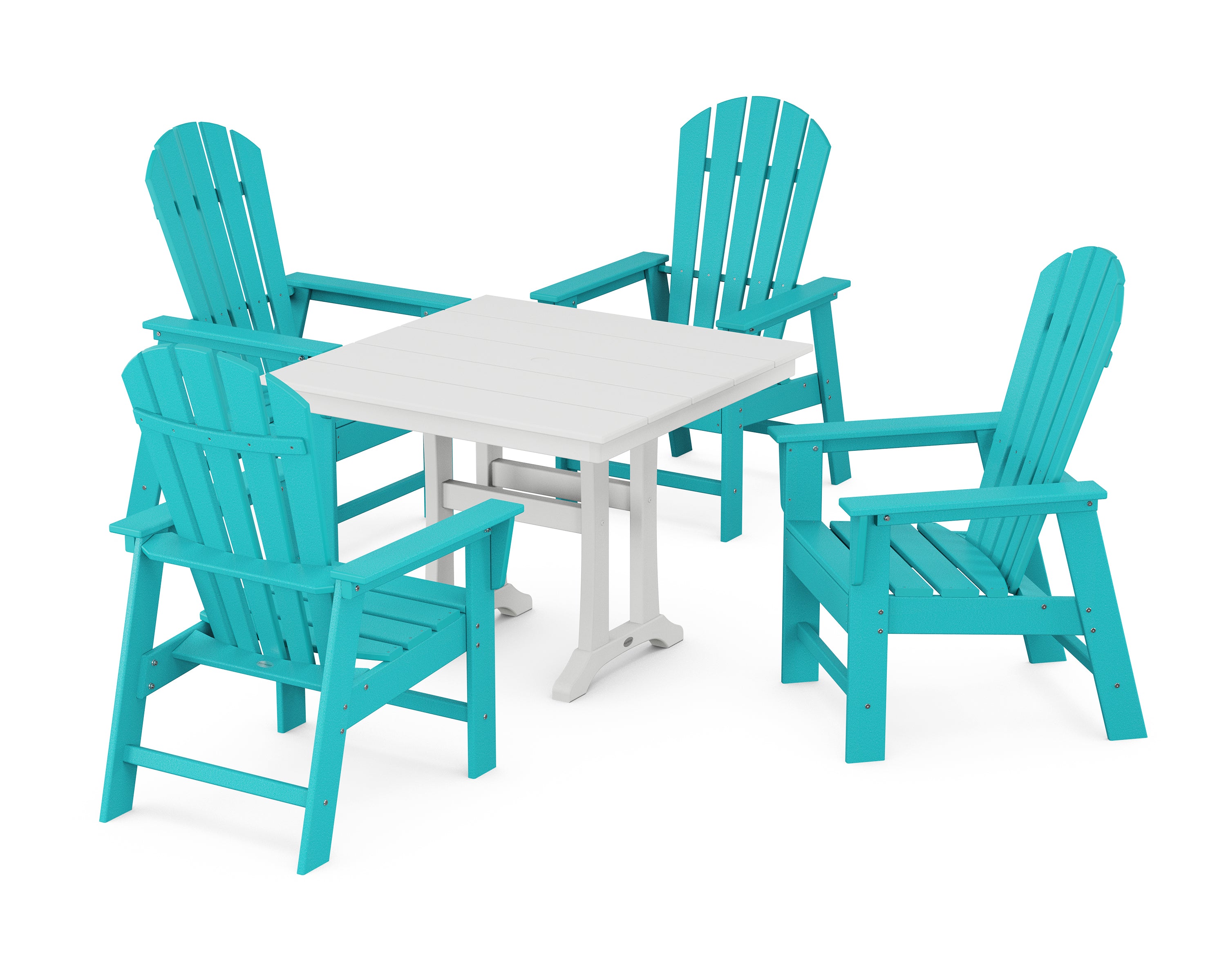 POLYWOOD® South Beach 5-Piece Farmhouse Dining Set With Trestle Legs in Aruba / White
