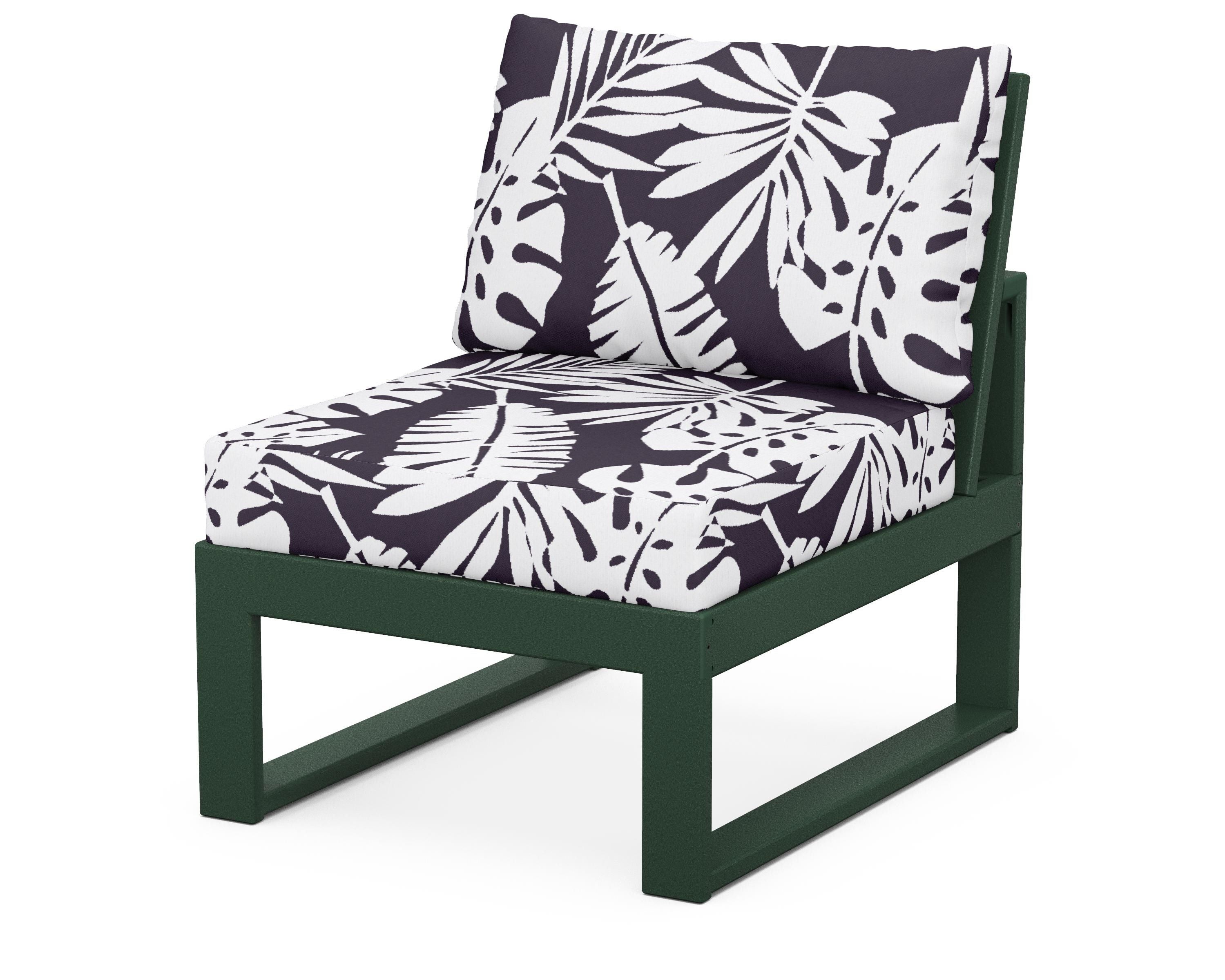 Unbranded Modular Armless Chair in Green / Leaf Navy