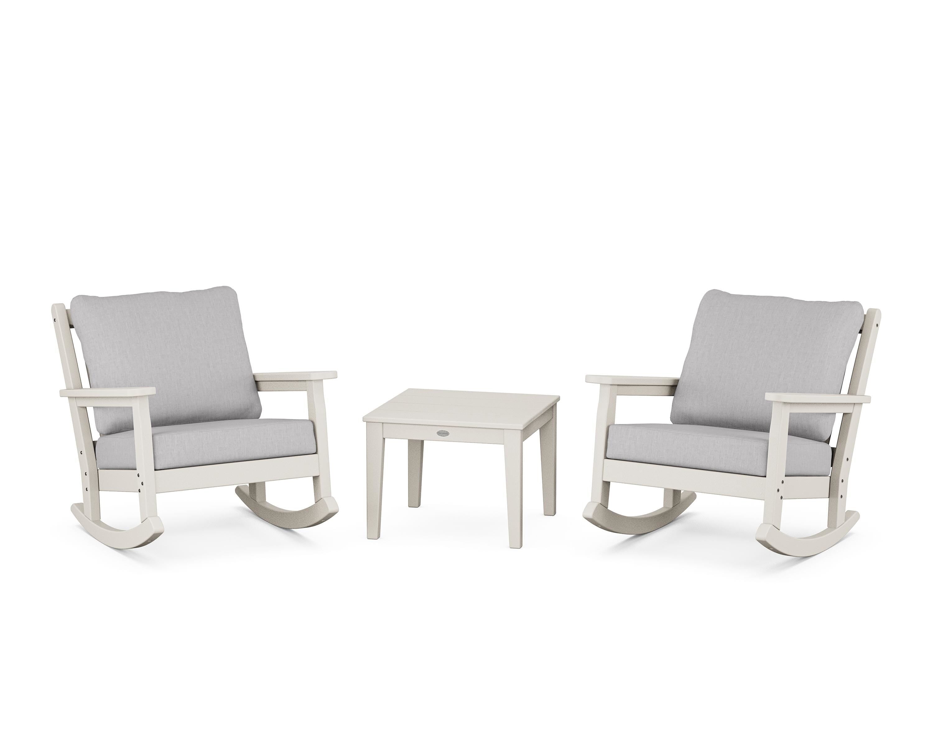 POLYWOOD® Chippendale 3-Piece Deep Seating Rocker Set in Sand / Granite