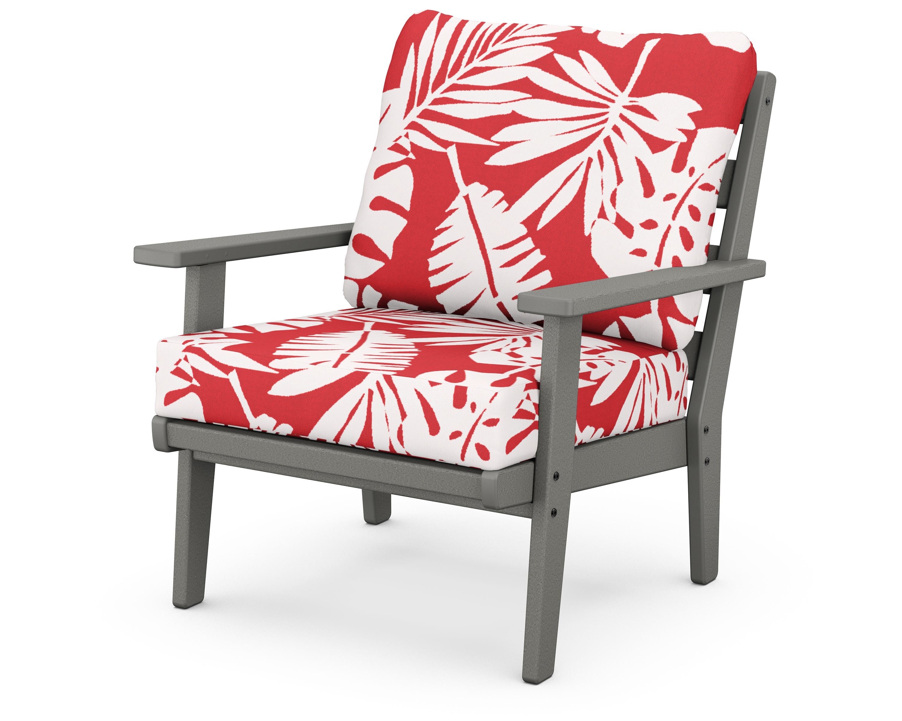 POLYWOOD® Grant Park Deep Seating Chair in Slate Grey / Leaf Crimson