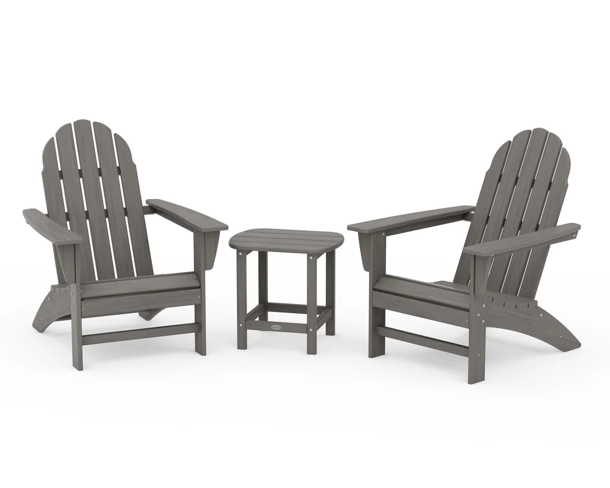 Vineyard 3-Piece Adirondack Set with South Beach 18" Side Table