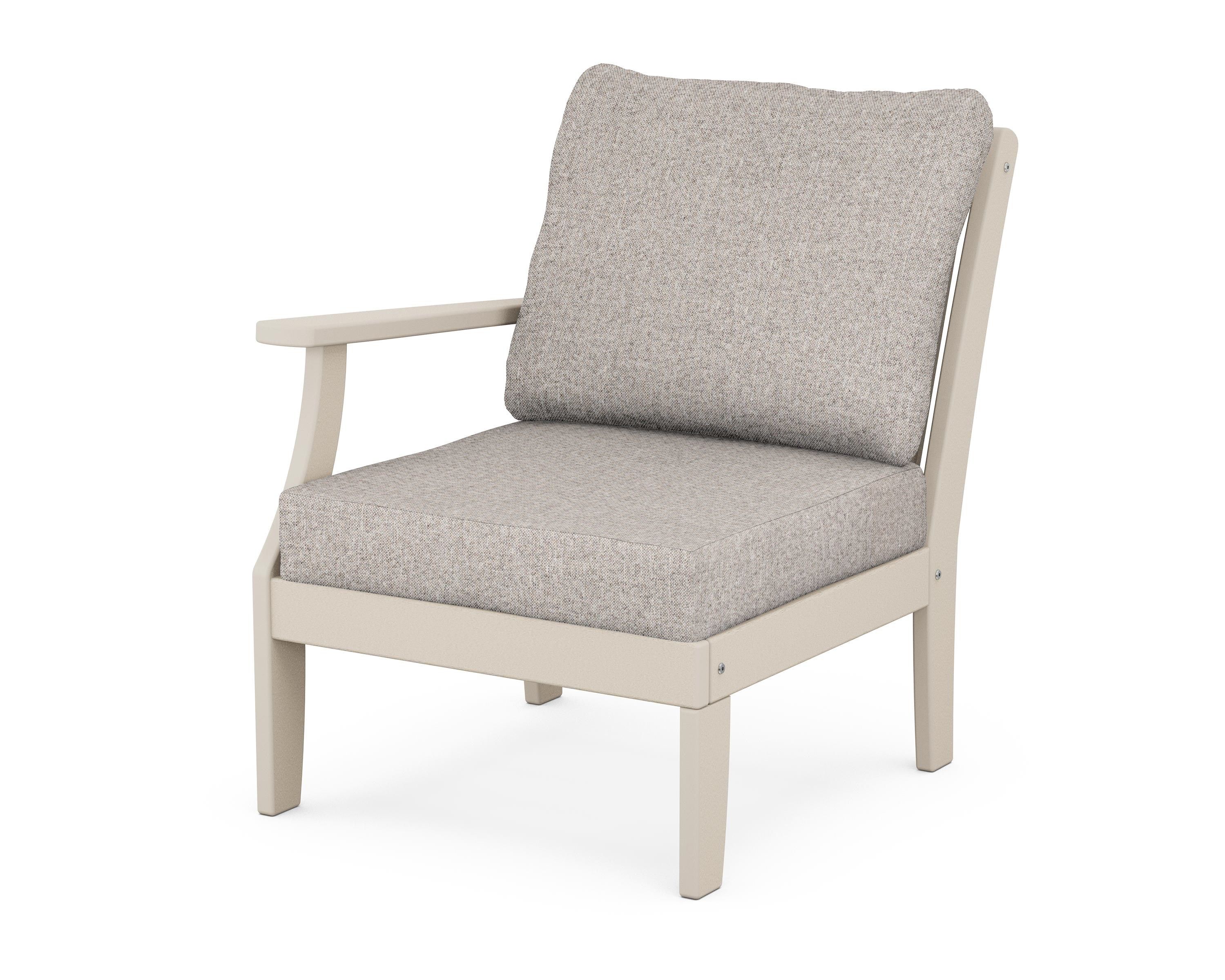 POLYWOOD® Braxton Modular Left Arm Chair in Sand / Weathered Tweed