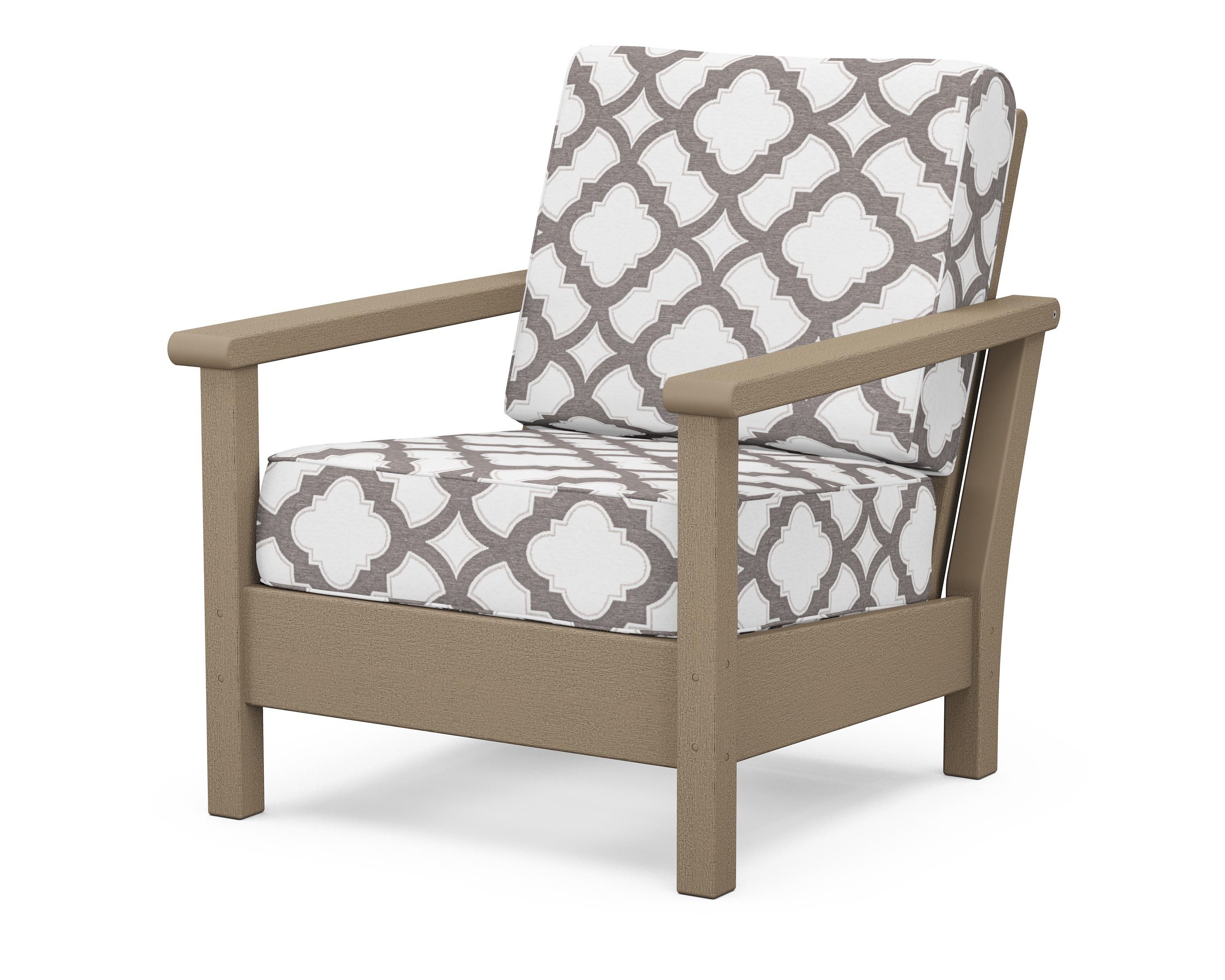 POLYWOOD® Harbour Deep Seating Chair in Vintage Sahara / Trellis Grey Mist