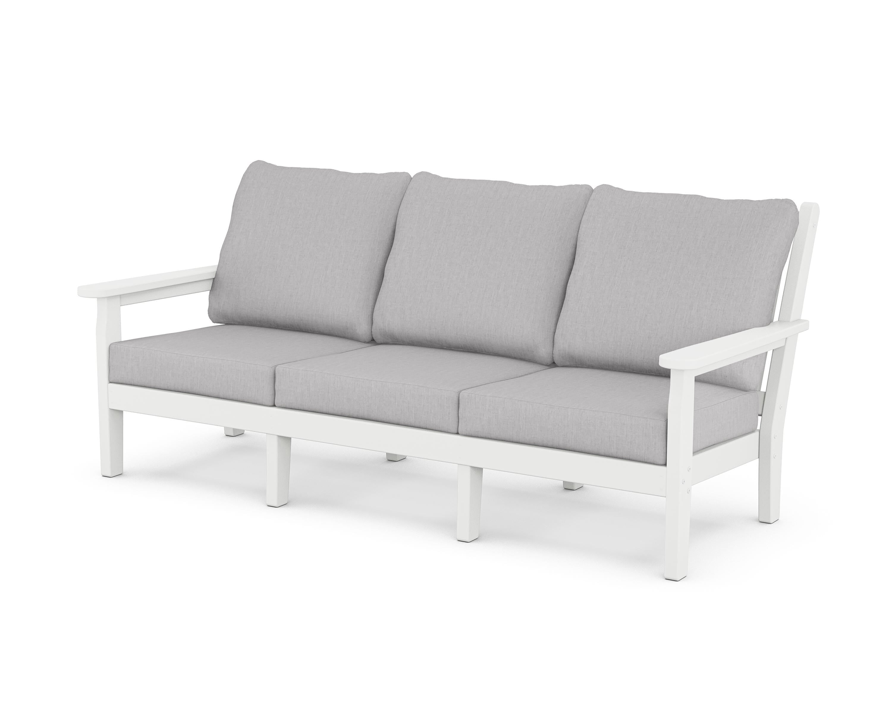 POLYWOOD® Chippendale Deep Seating Sofa in White / Granite