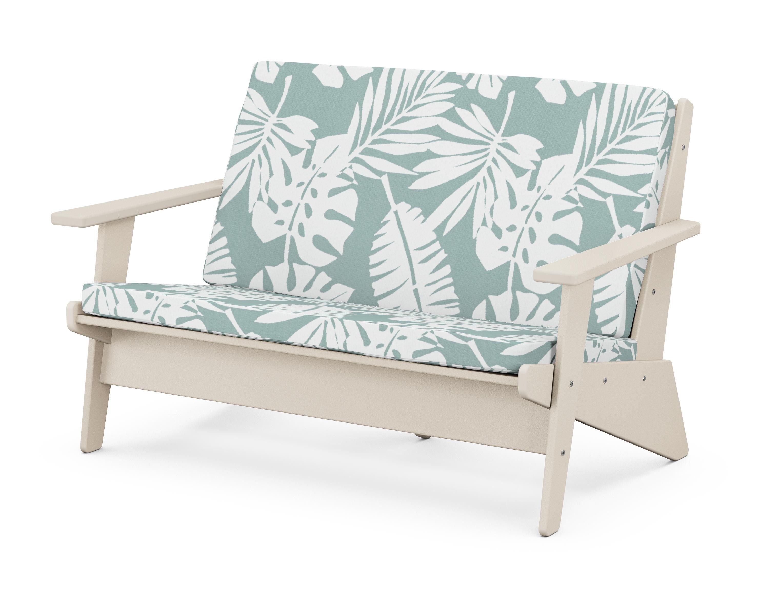 POLYWOOD® Riviera Modern Lounge Loveseat in Sand / Leaf Glacier Spa
