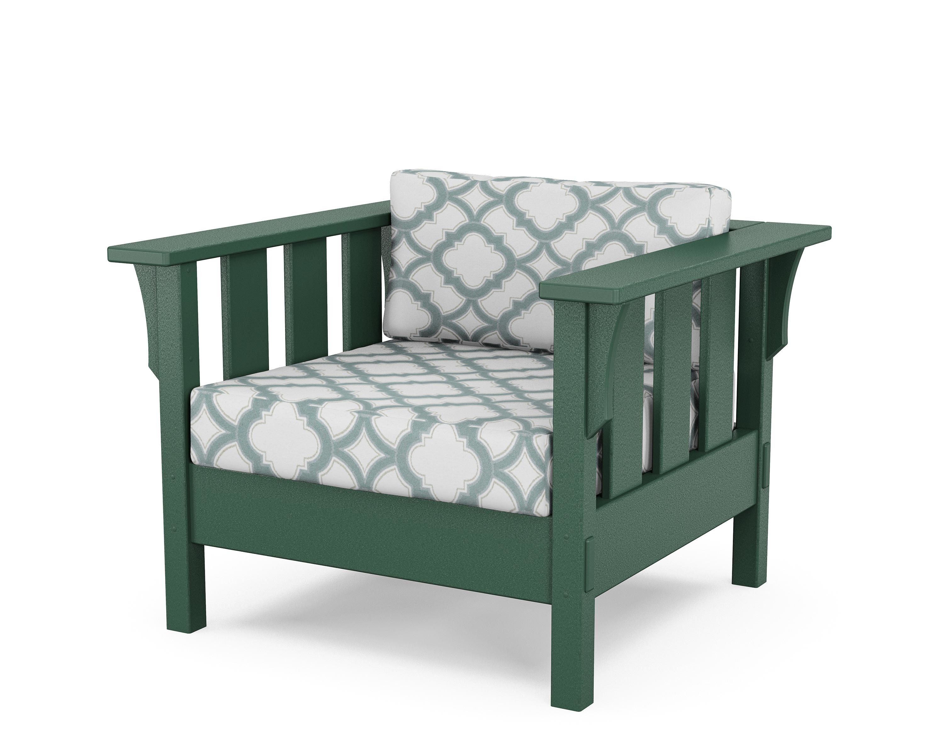 Martha Stewart by POLYWOOD® Acadia Deep Seating Chair in Green / Trellis Glacier Spa