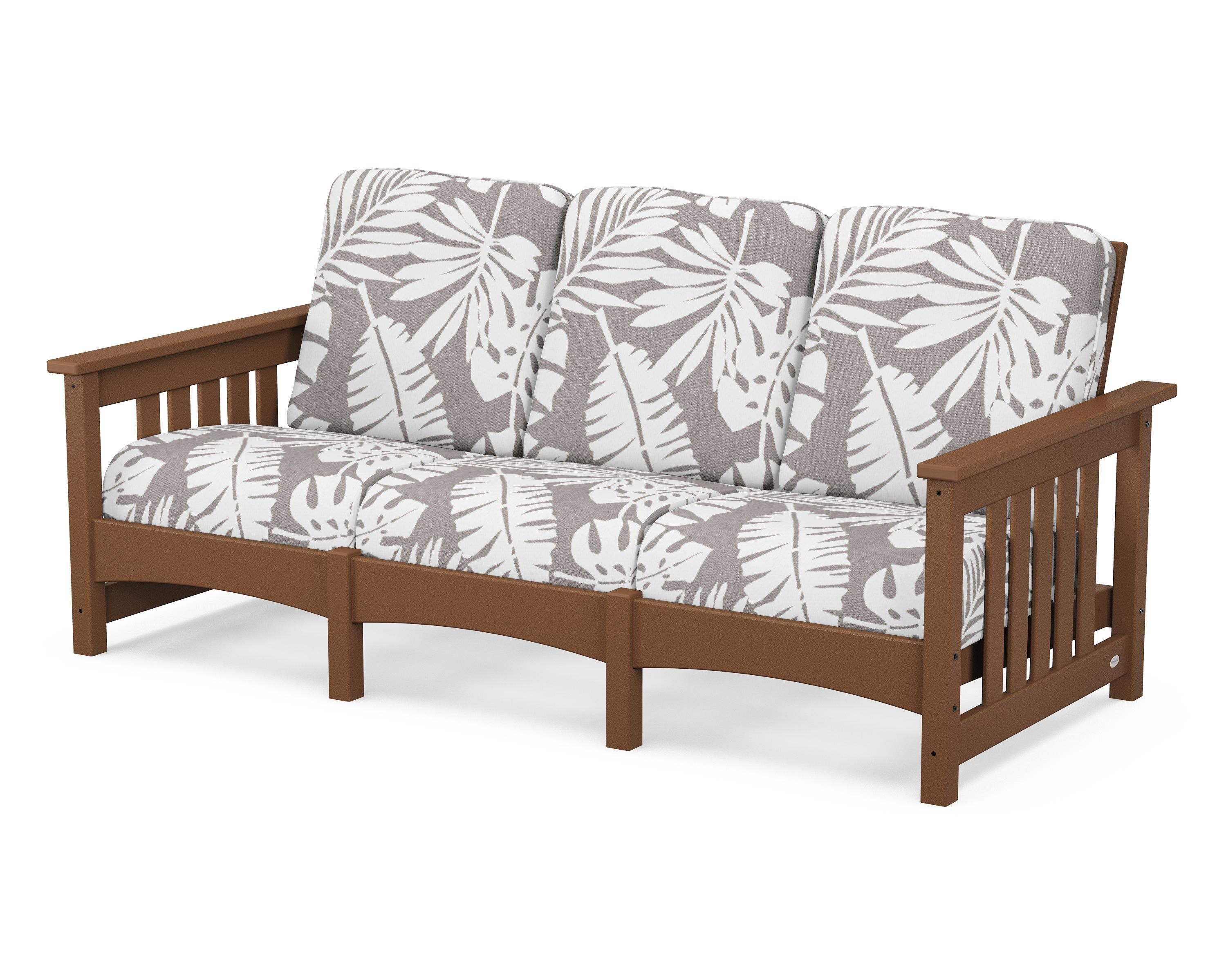 POLYWOOD® Club Mission Sofa in Teak / Leaf Grey Mist
