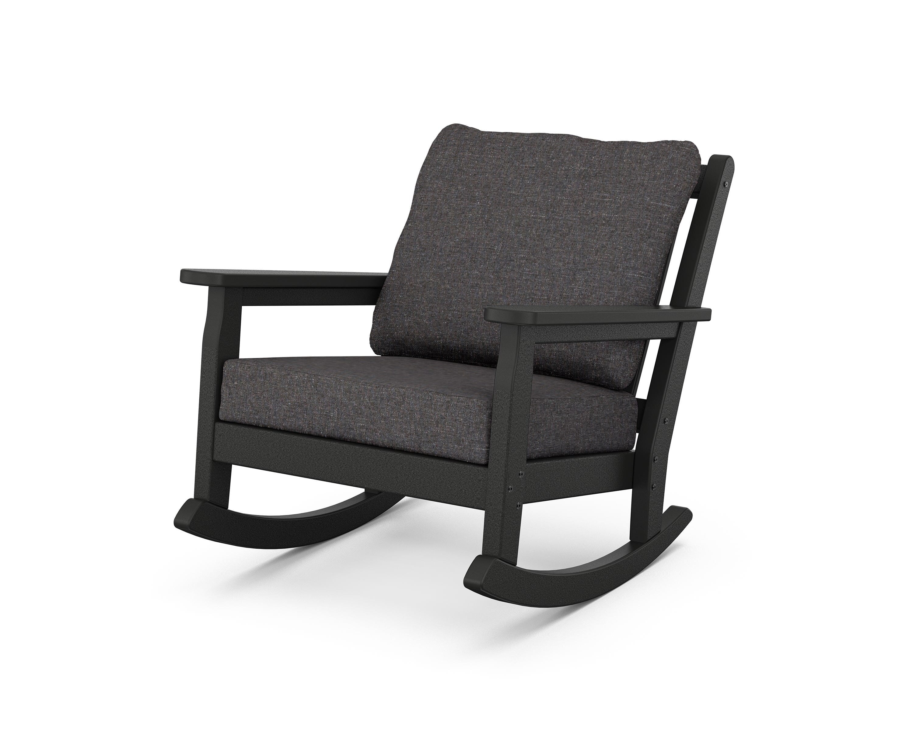 POLYWOOD® Chippendale Deep Seating Rocking Chair in Black / Ash Charcoal