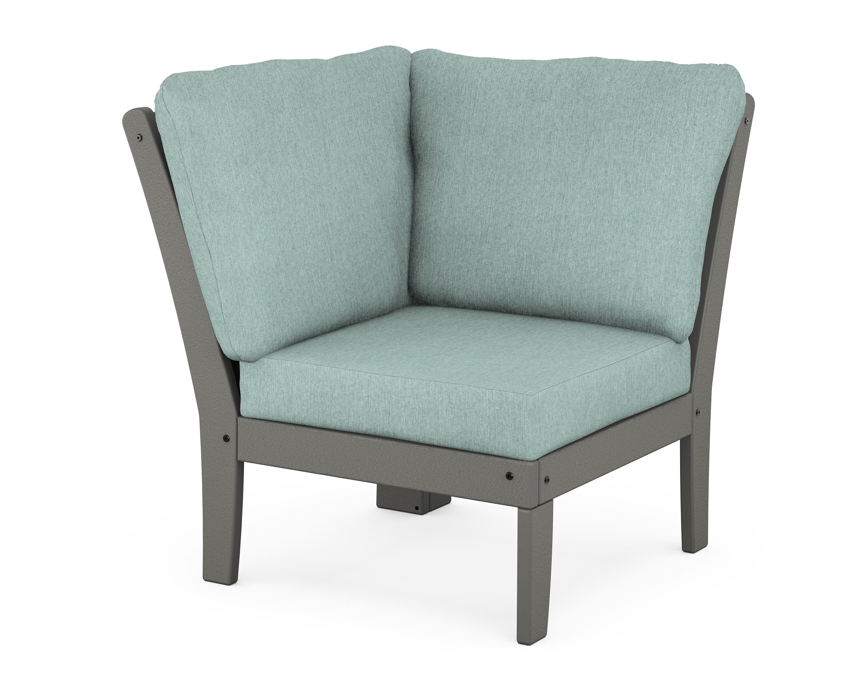 POLYWOOD® Braxton Modular Corner Chair in Slate Grey / Glacier Spa
