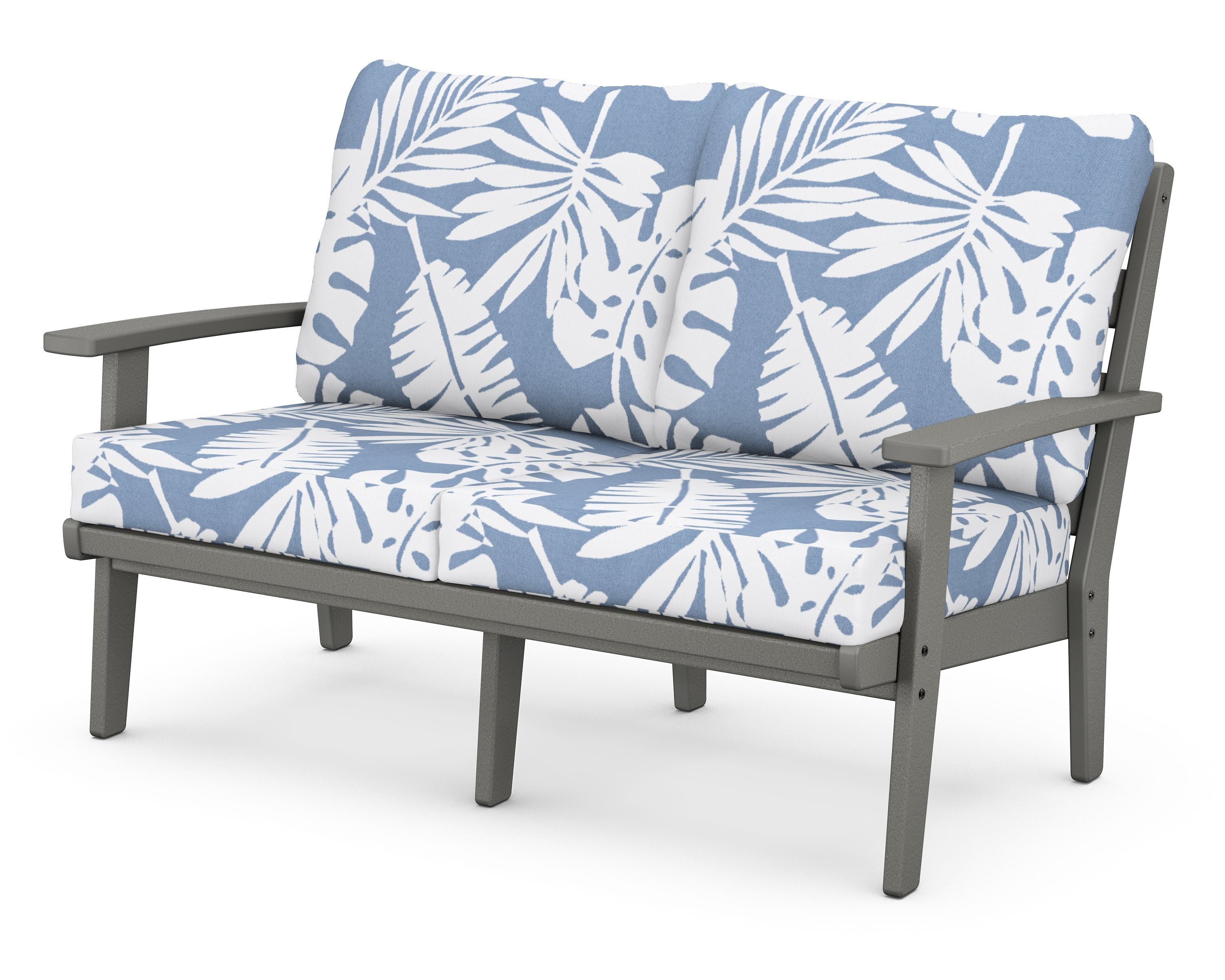 POLYWOOD® Grant Park Deep Seating Loveseat in Slate Grey / Leaf Sky Blue
