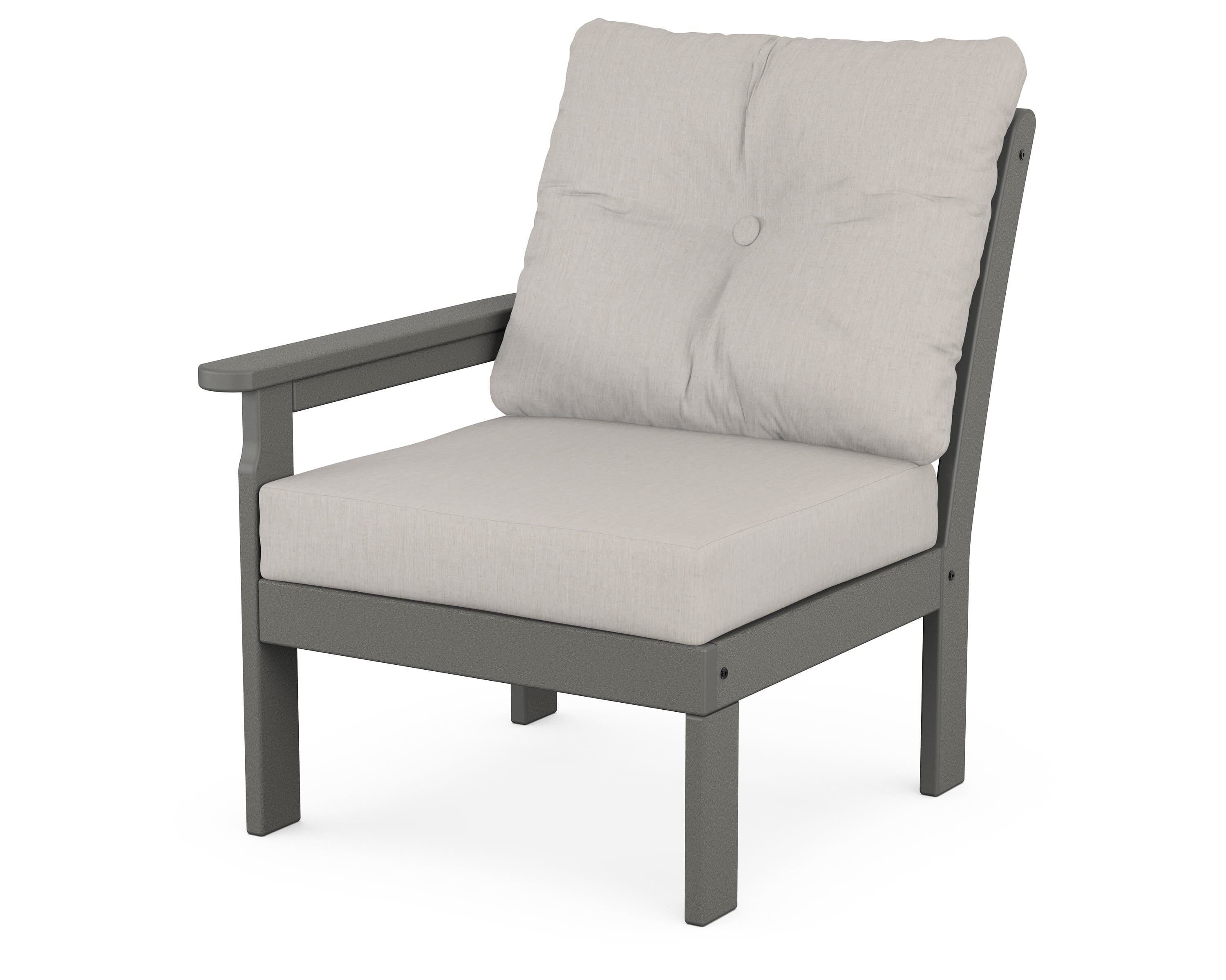 POLYWOOD® Vineyard Modular Left Arm Chair in Slate Grey / Cast Ash
